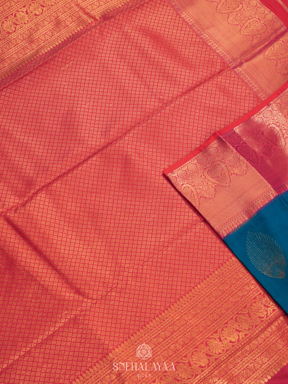 Peacock Blue Art Silk Saree