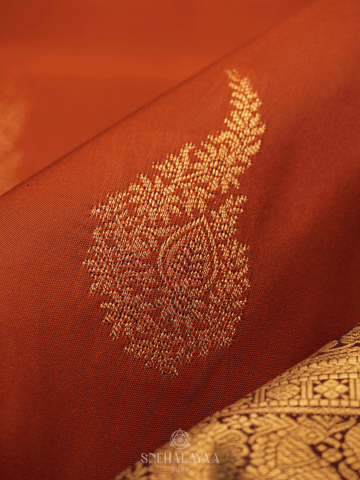 Burnt Orange Art Silk Saree