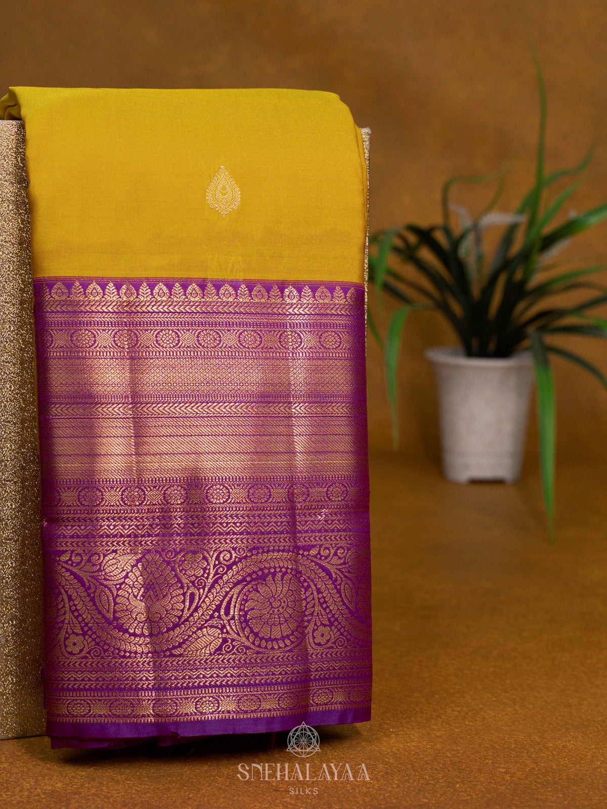 Lemon Yellow Art Silk Saree