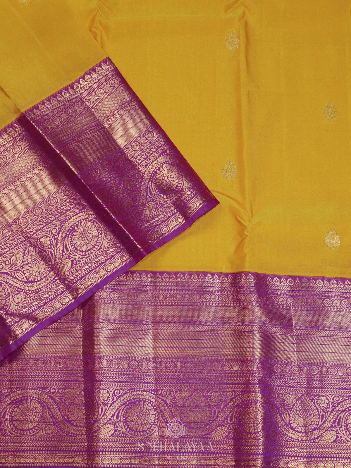 Lemon Yellow Art Silk Saree