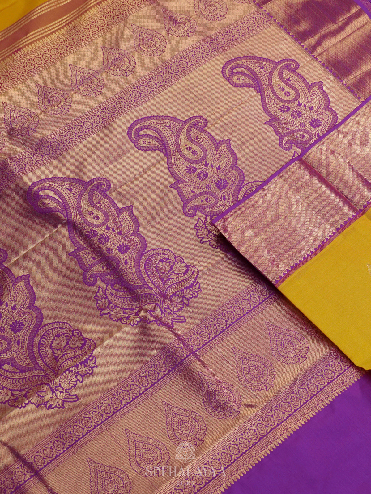 Lemon Yellow Art Silk Saree