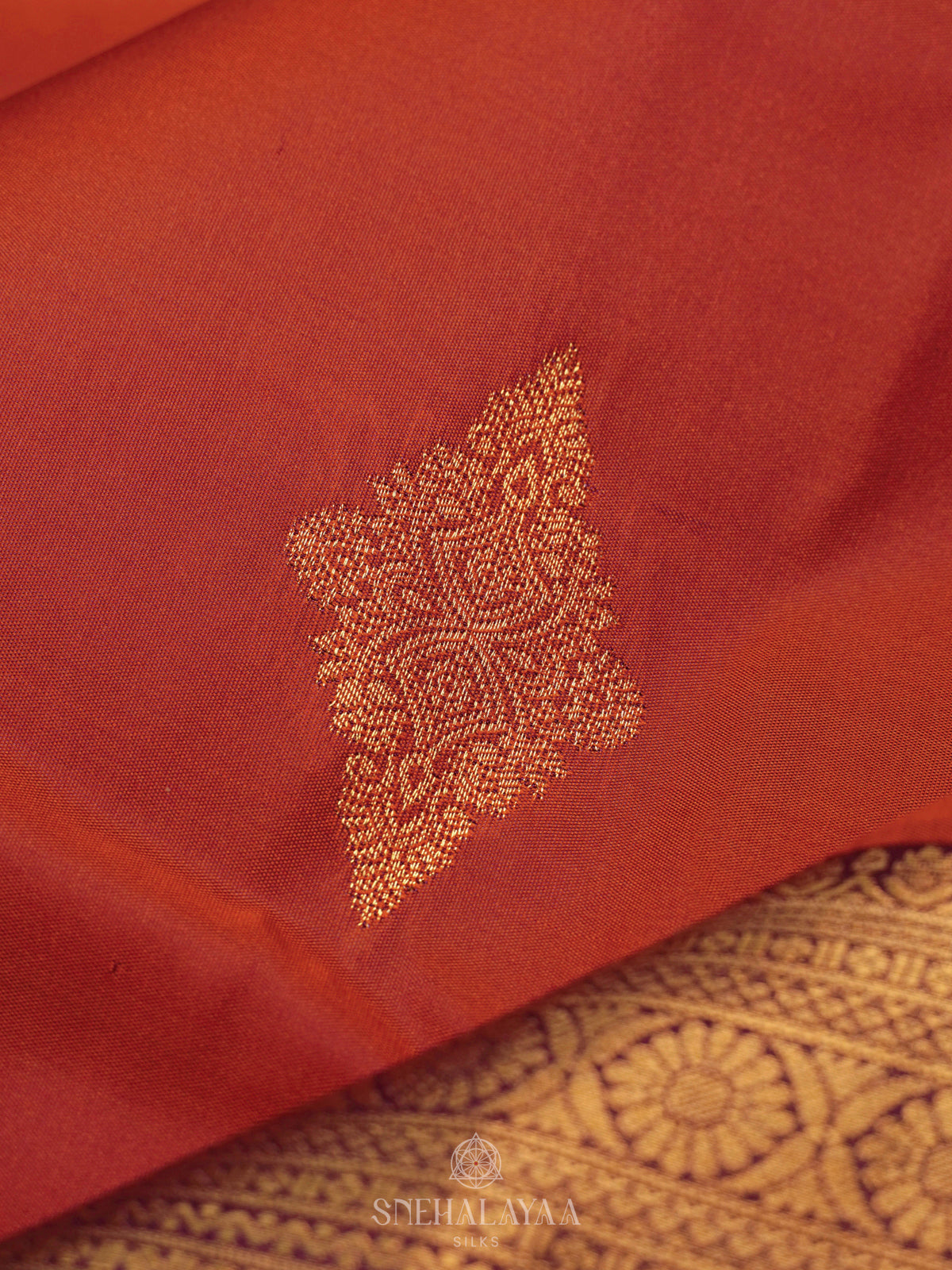 Burnt Orange Art Silk Saree