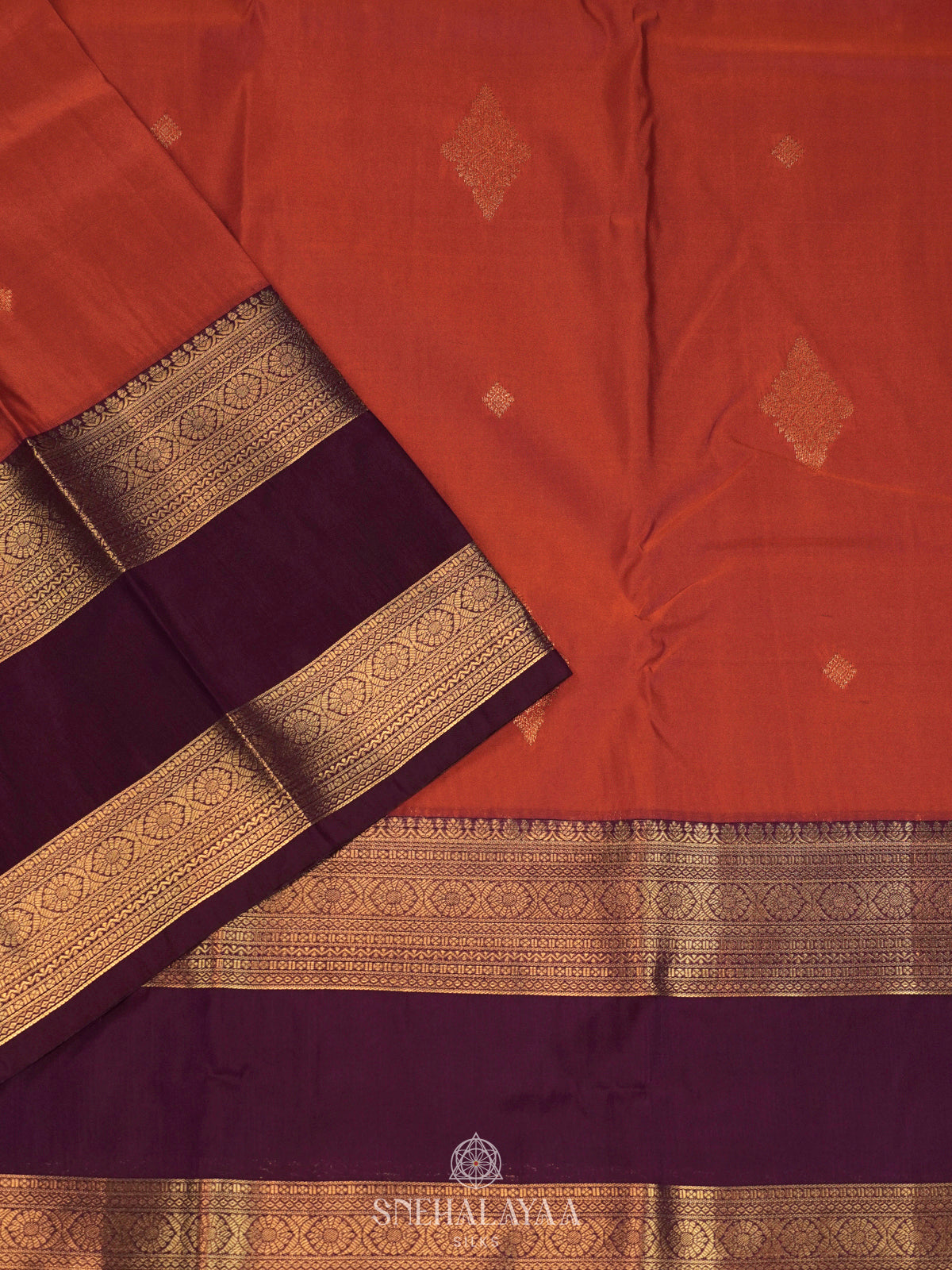 Burnt Orange Art Silk Saree