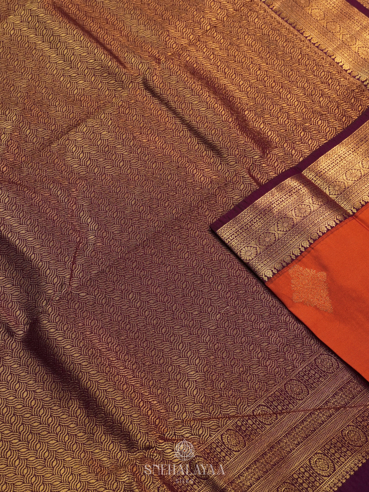 Burnt Orange Art Silk Saree