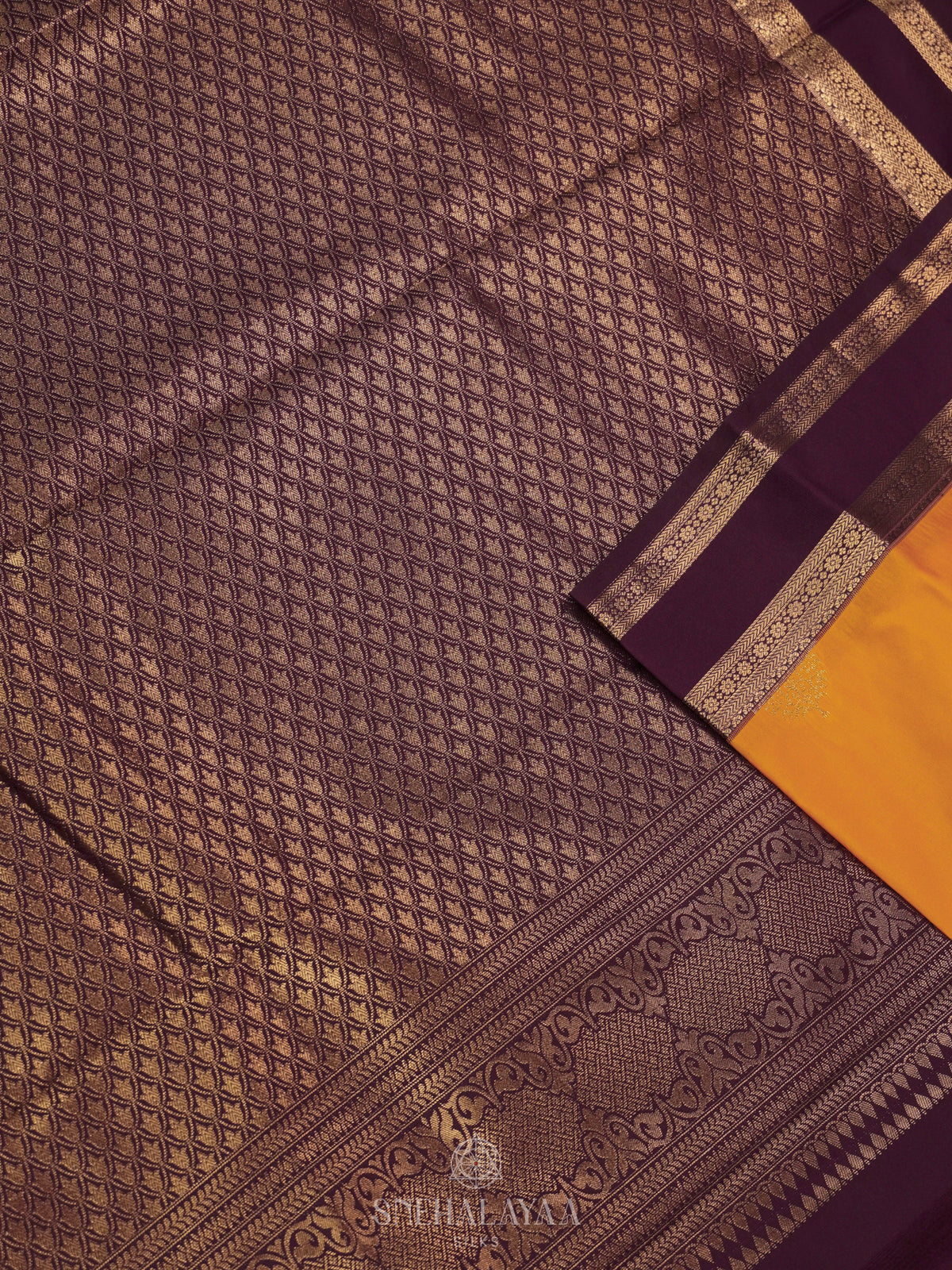 Mango Yellow Art Silk Saree