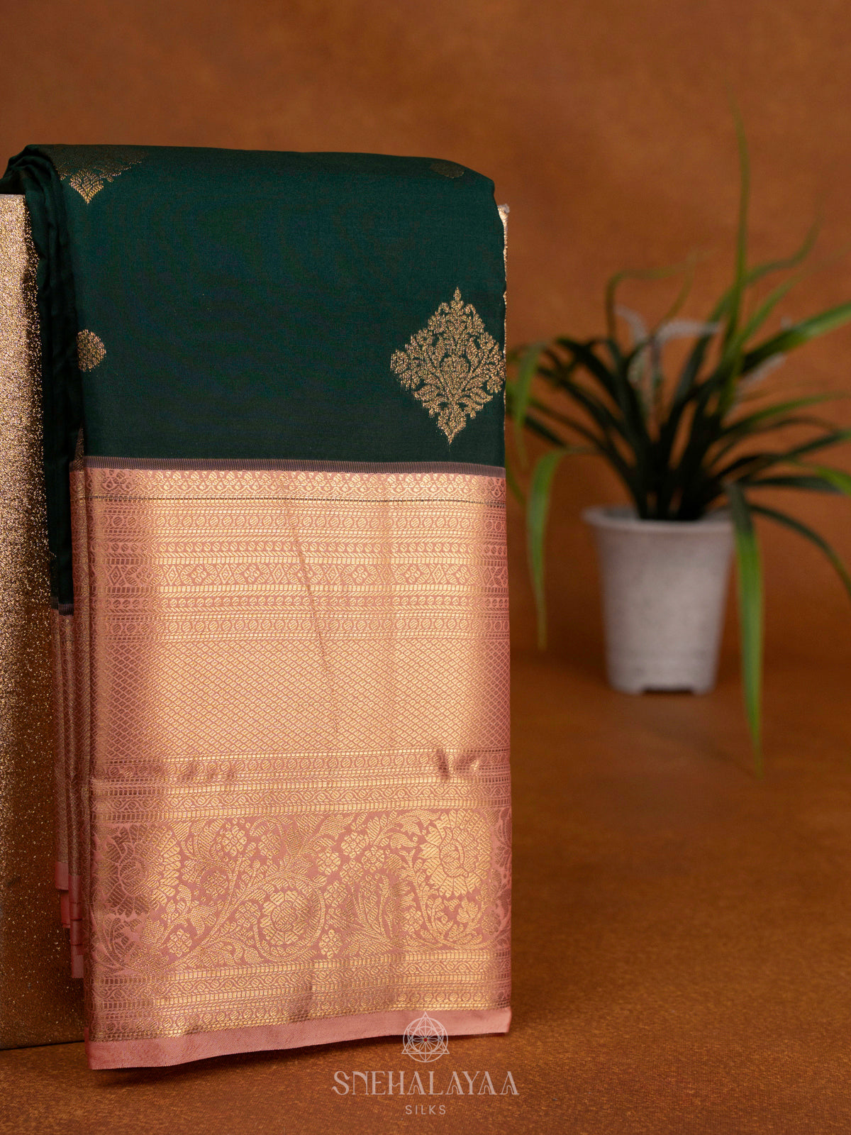 Forest Green Art Silk Saree