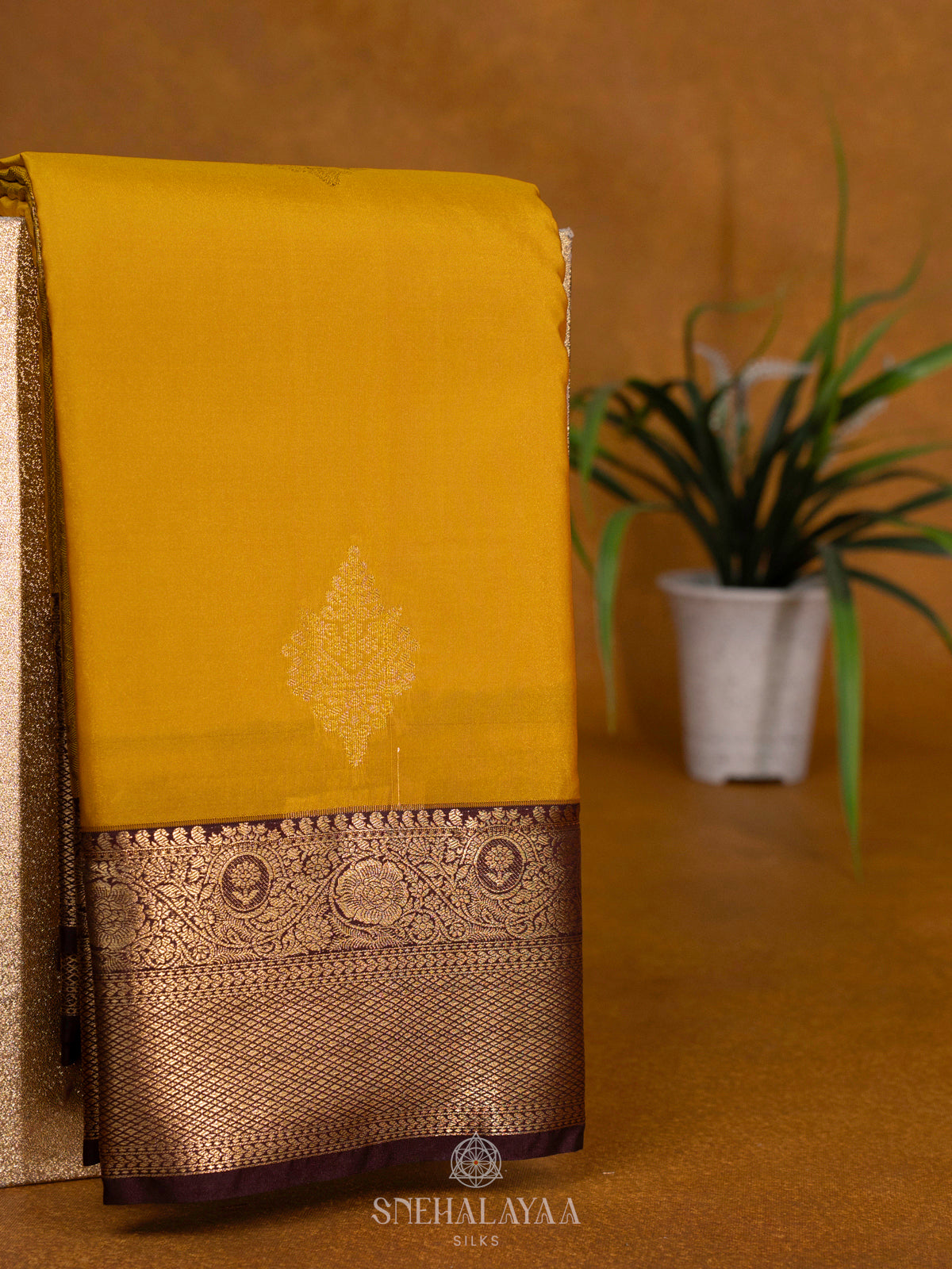 Mango Yellow Art Silk Saree