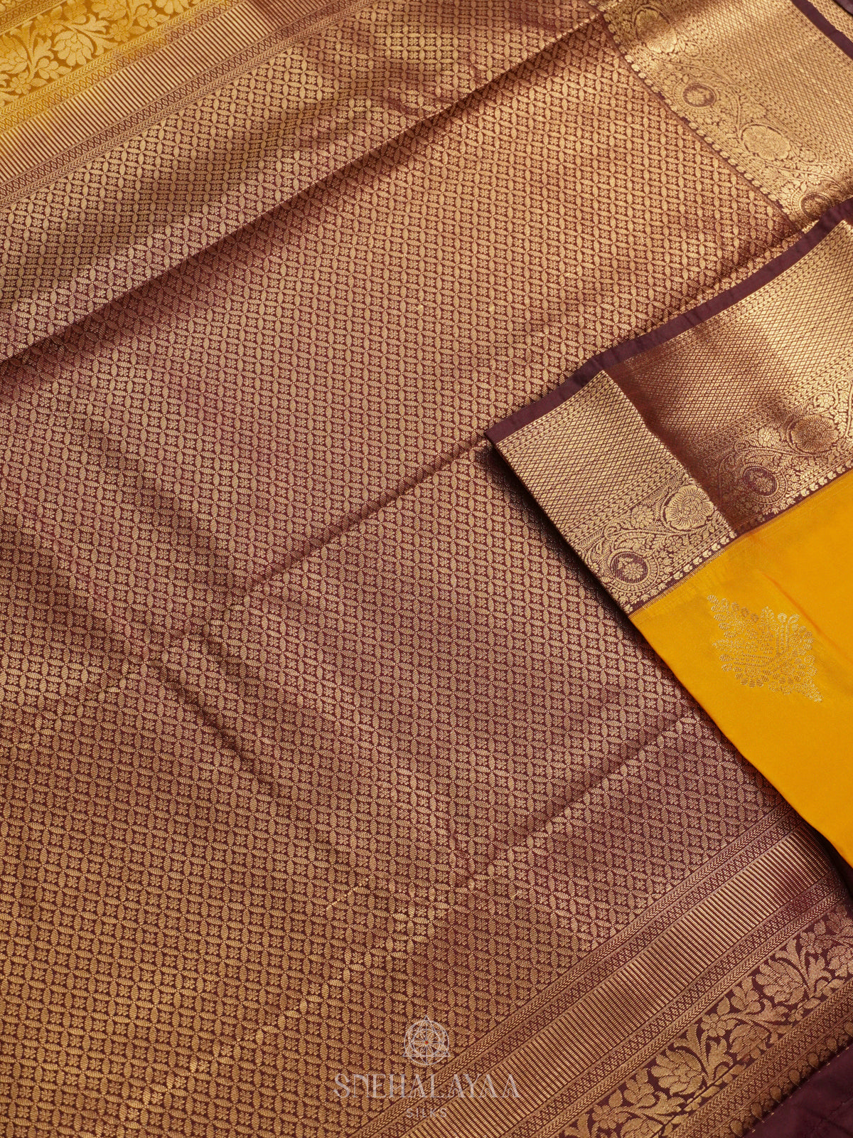 Mango Yellow Art Silk Saree