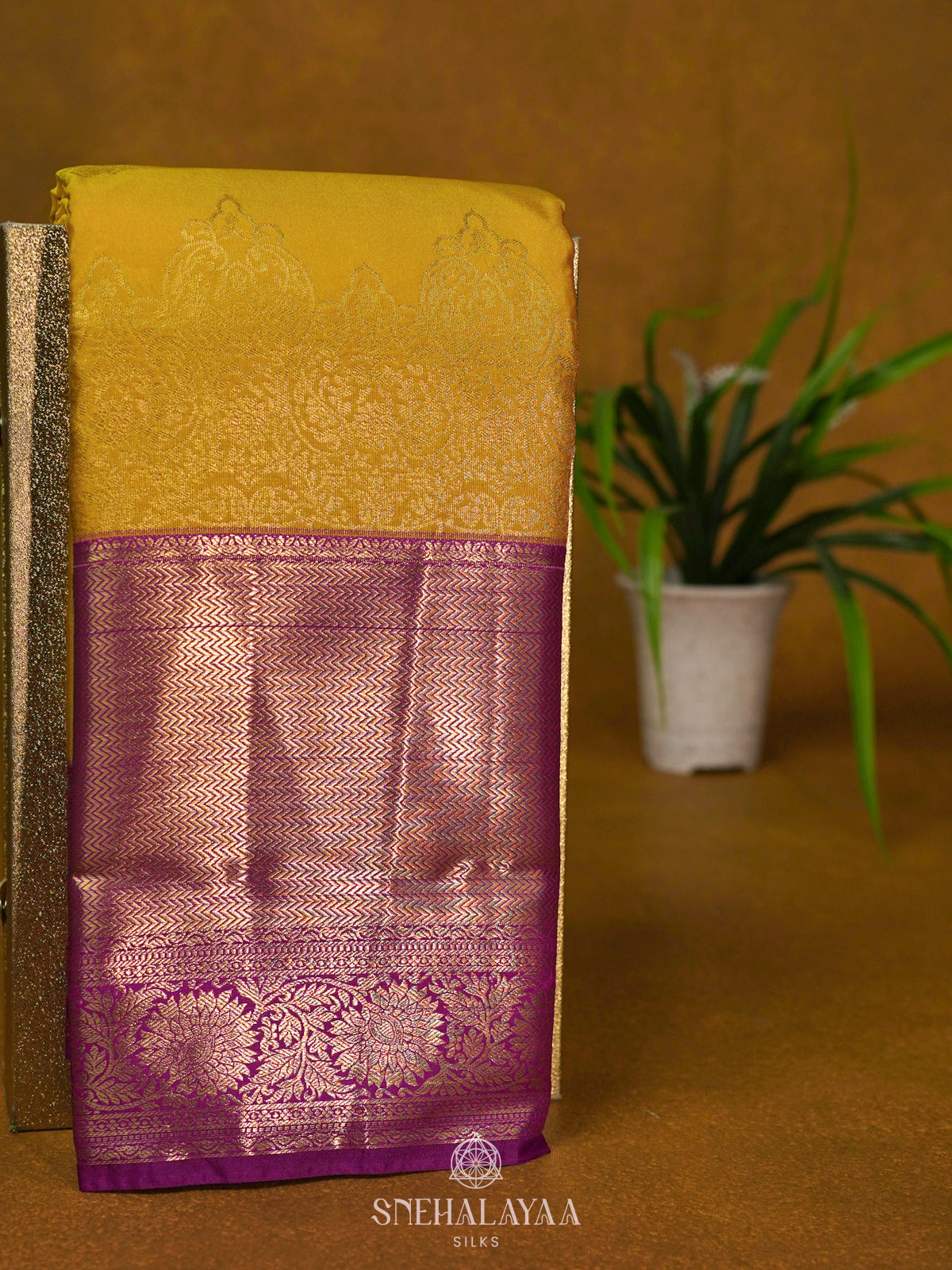 Mango Yellow Art Silk Saree