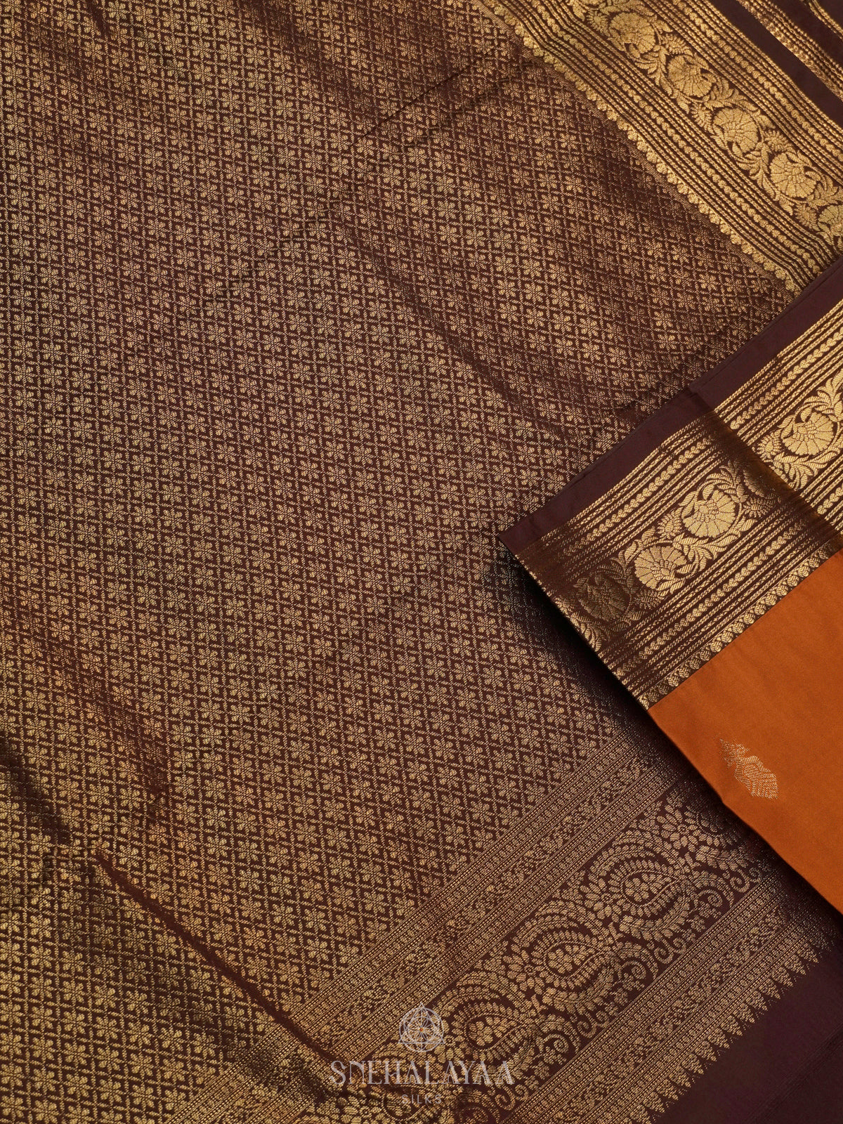 Orange Art Silk Saree