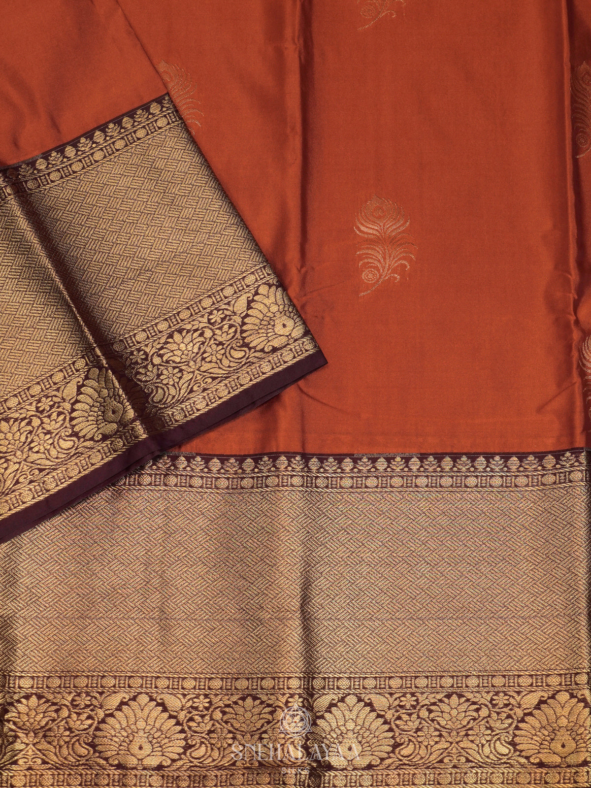 Burnt Orange Art Silk Saree