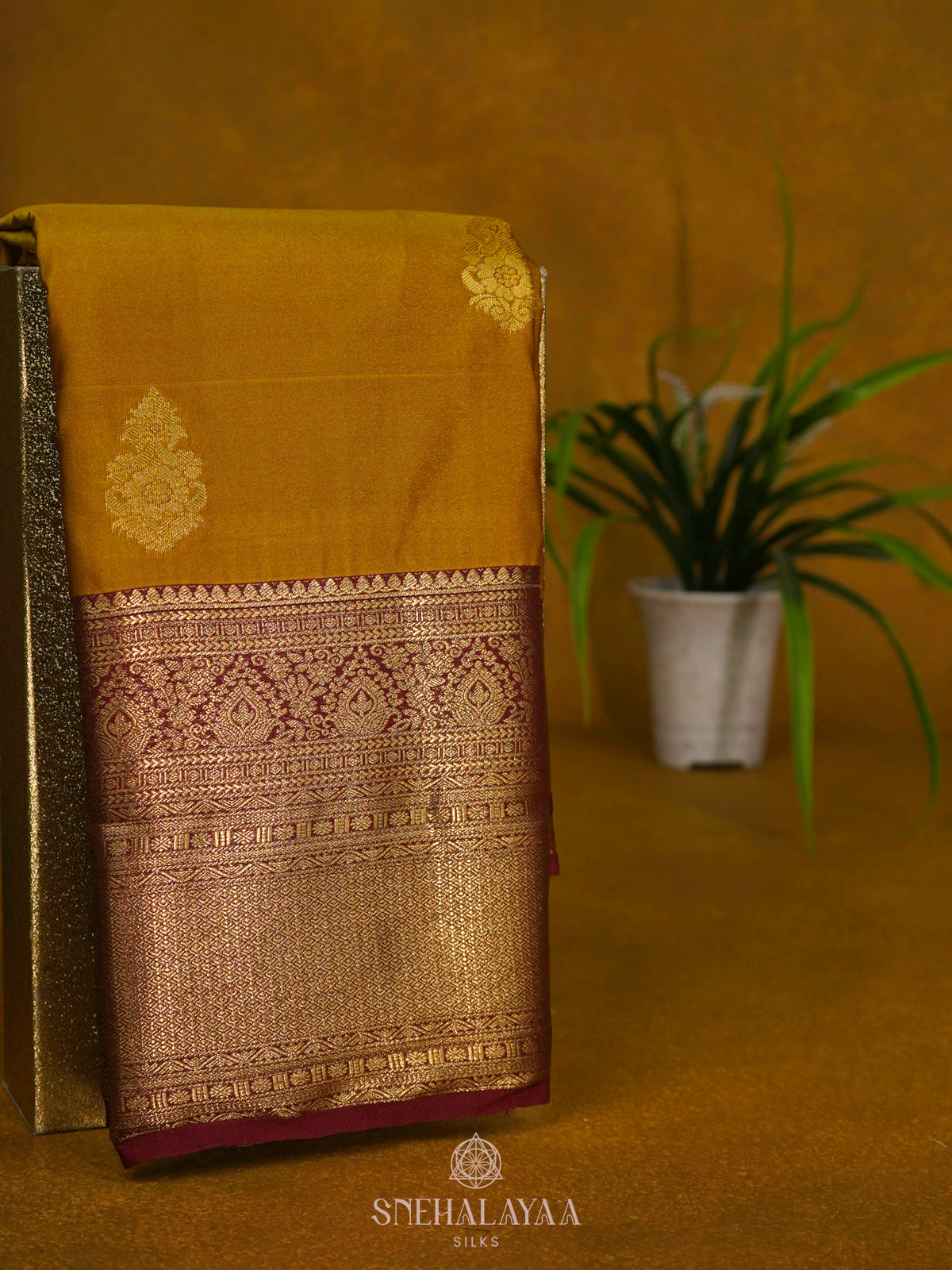 Mustard Art Silk Saree