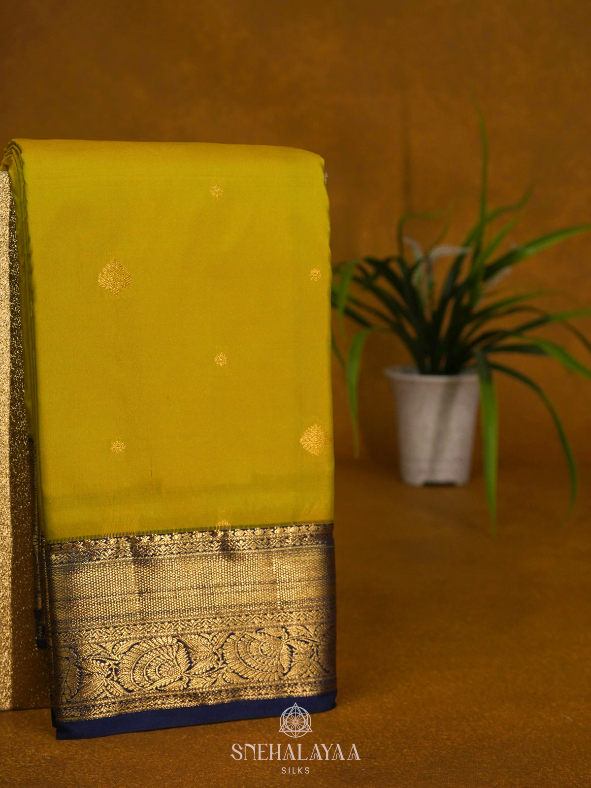 Lemon Yellow Art Silk Saree