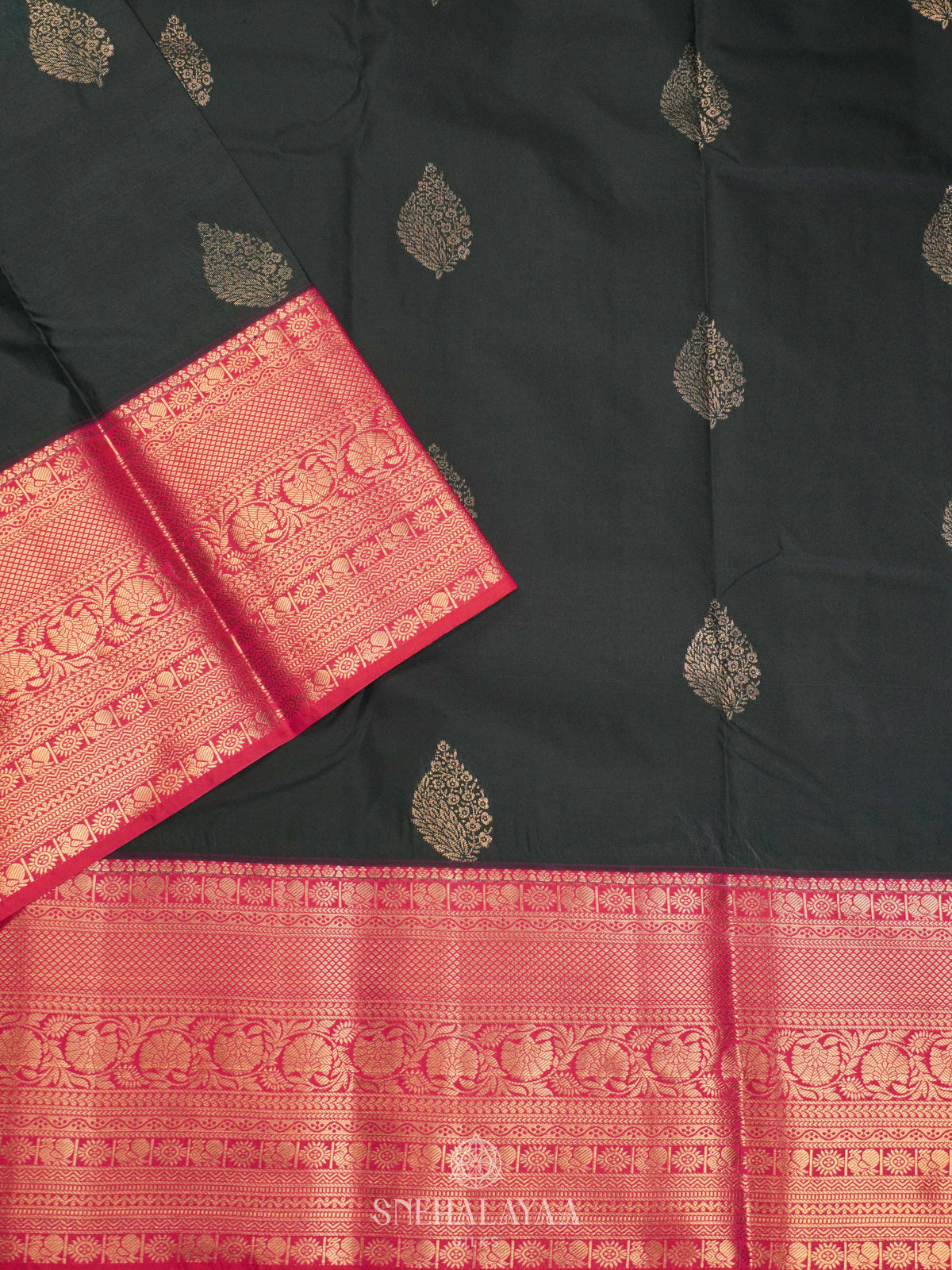 Forest Green Art Silk Saree