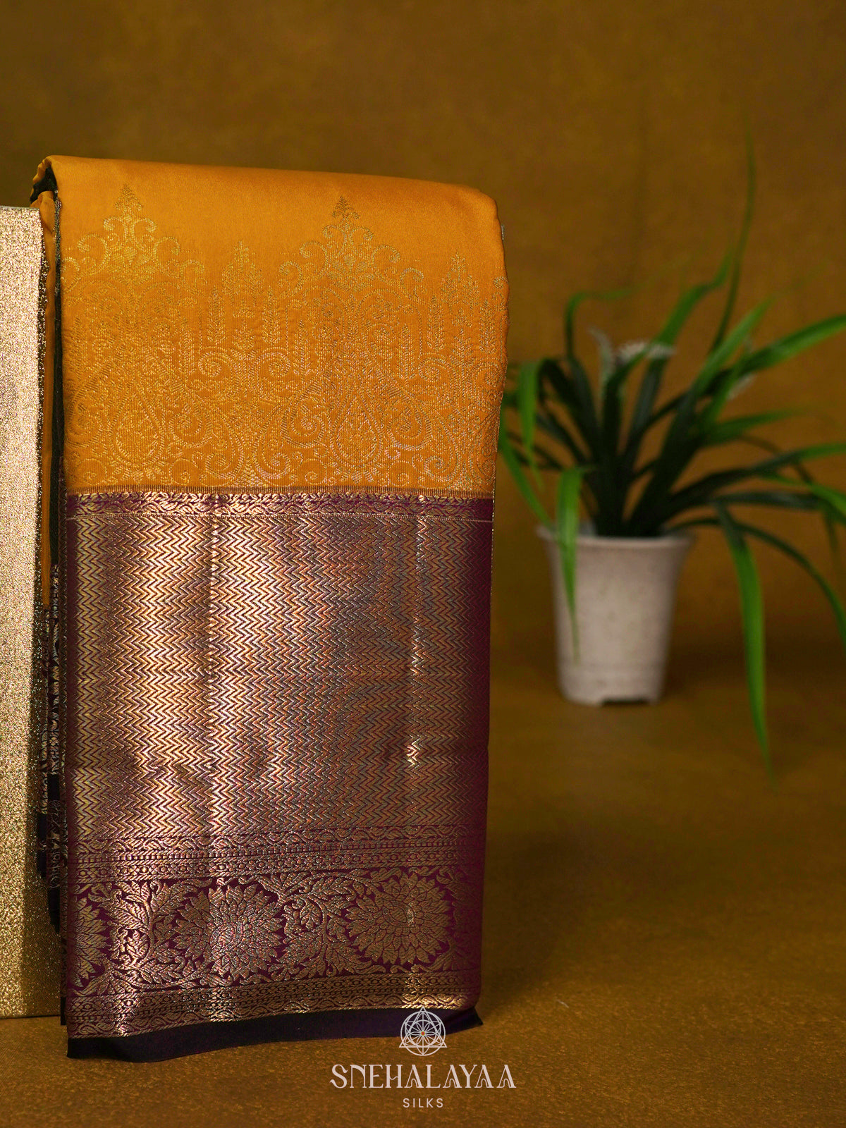 Mango Yellow Art Silk Saree