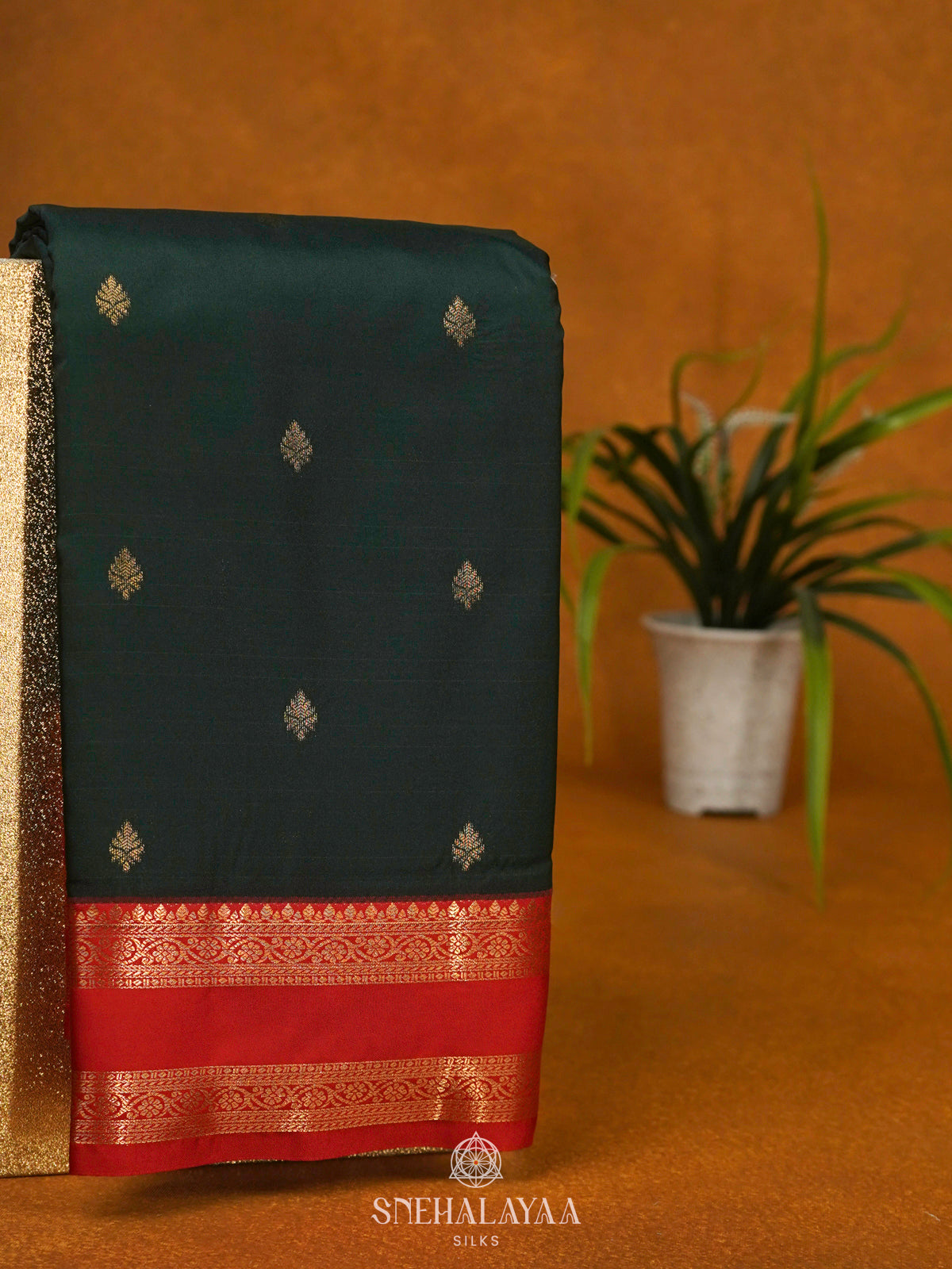 Forest Green Art Silk Saree