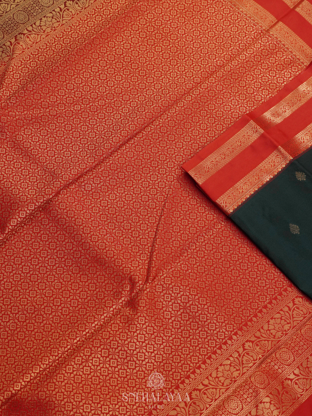 Forest Green Art Silk Saree