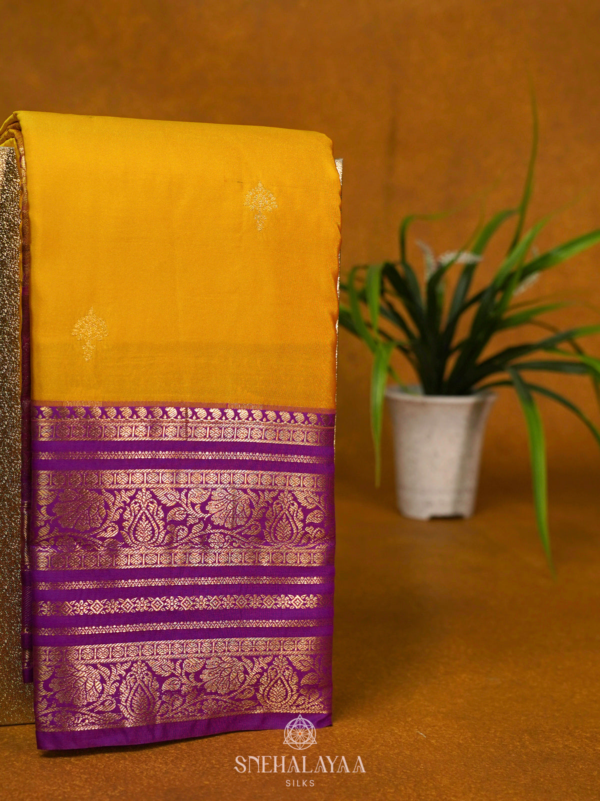Mango Yellow Art Silk Saree