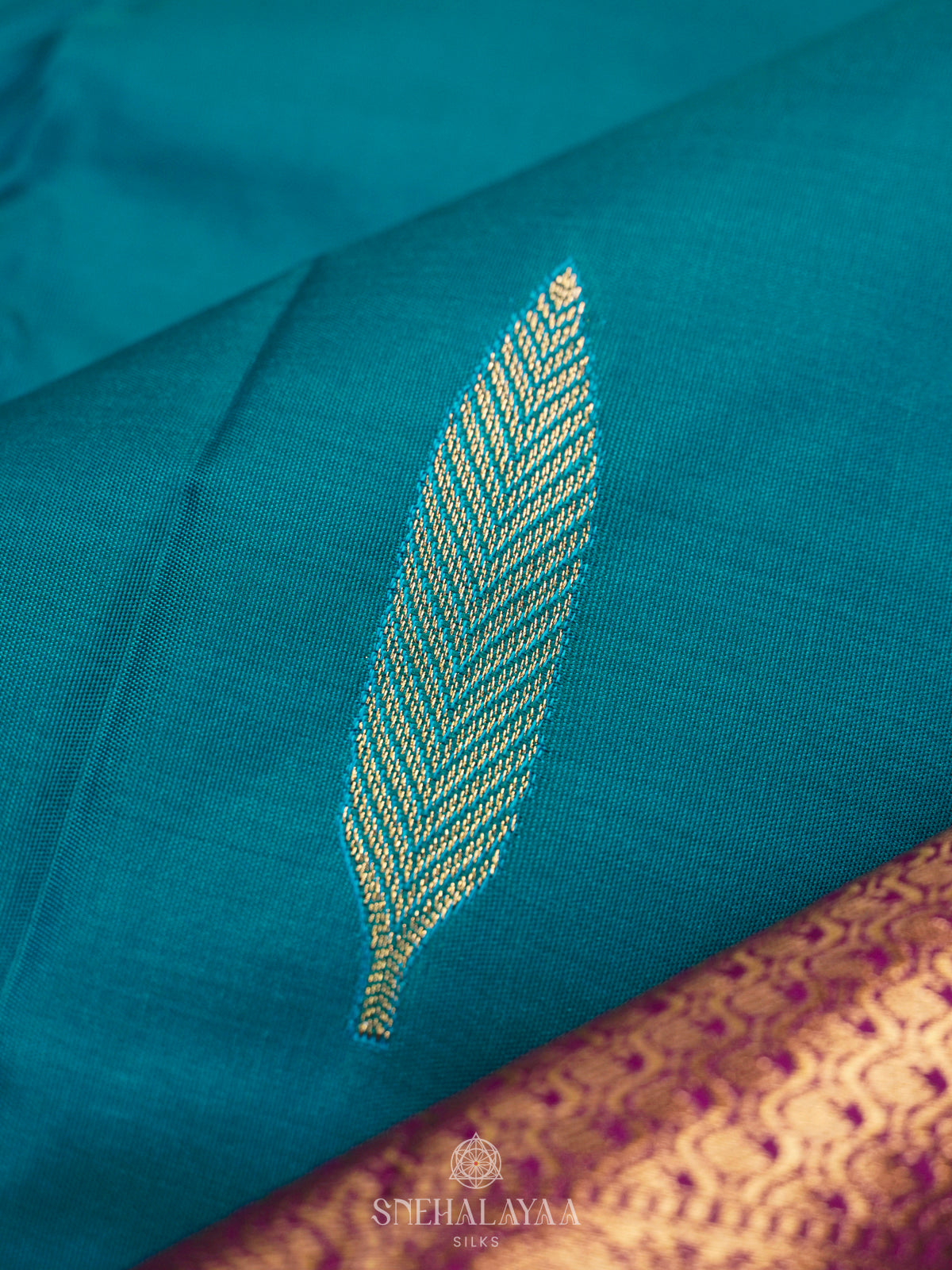 Peacock Blue Art Silk Saree