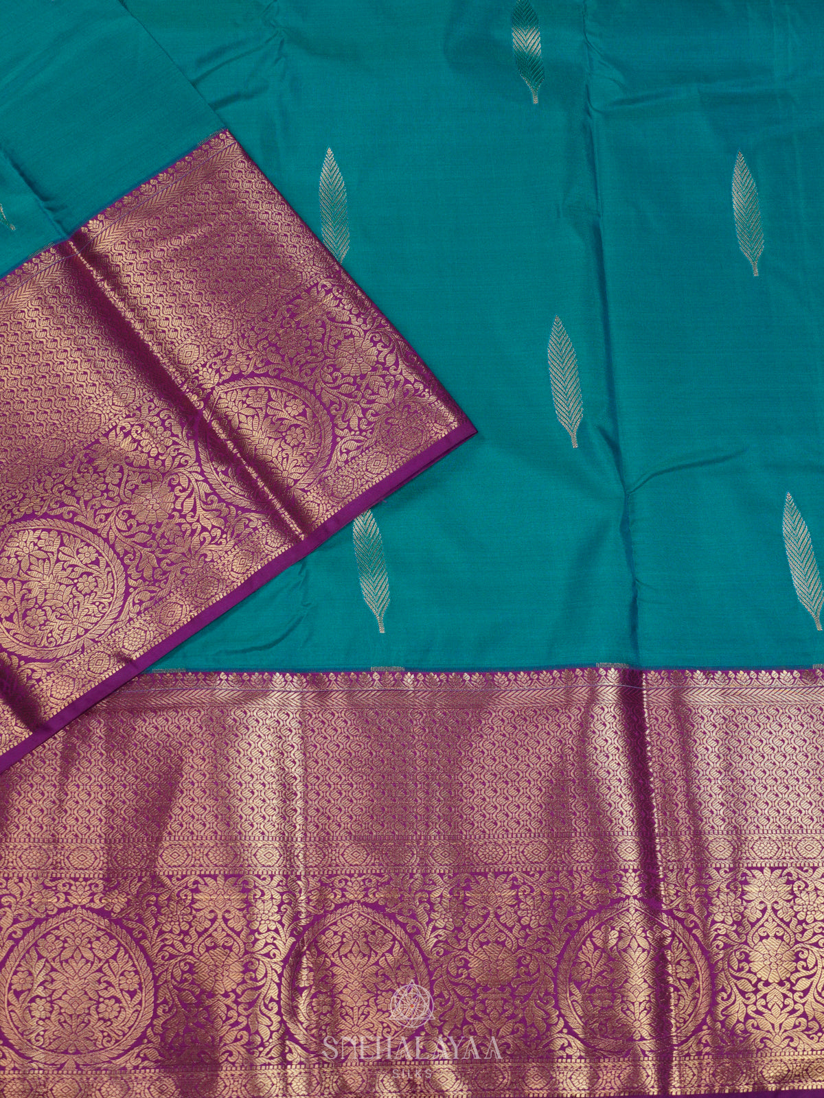 Peacock Blue Art Silk Saree