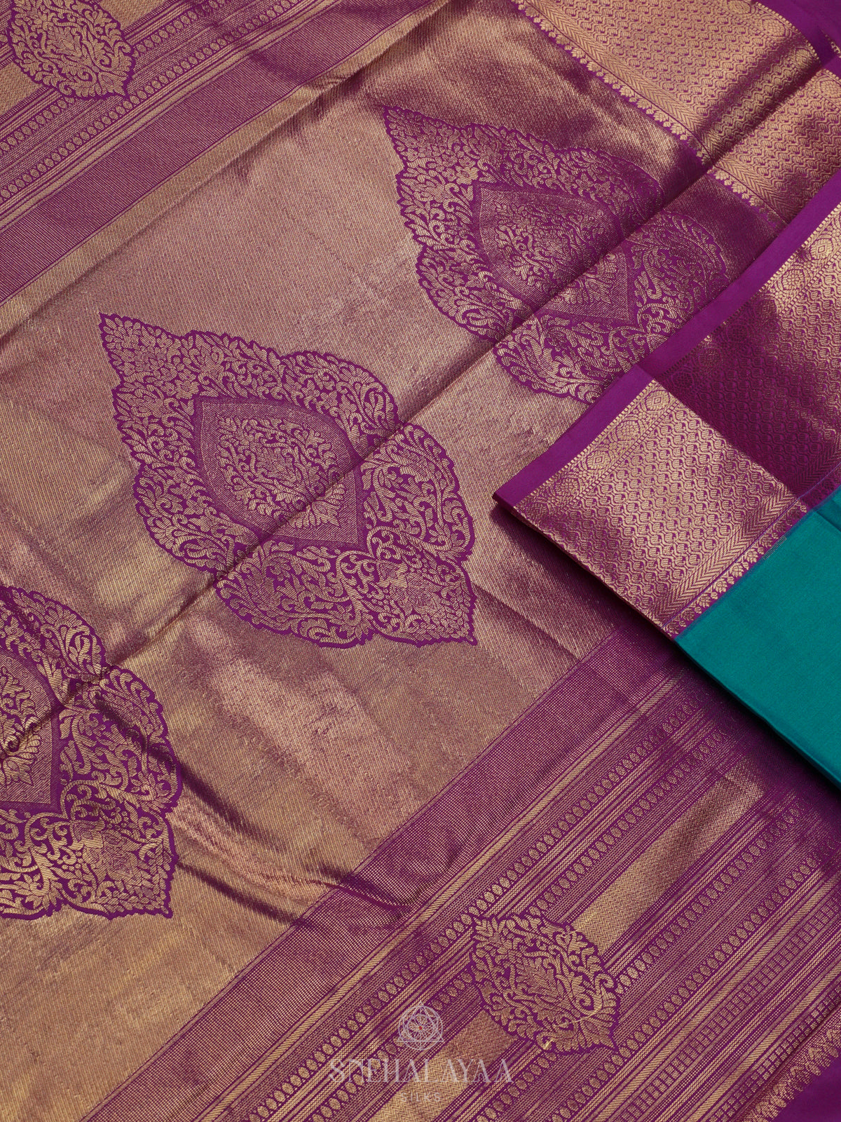 Peacock Blue Art Silk Saree