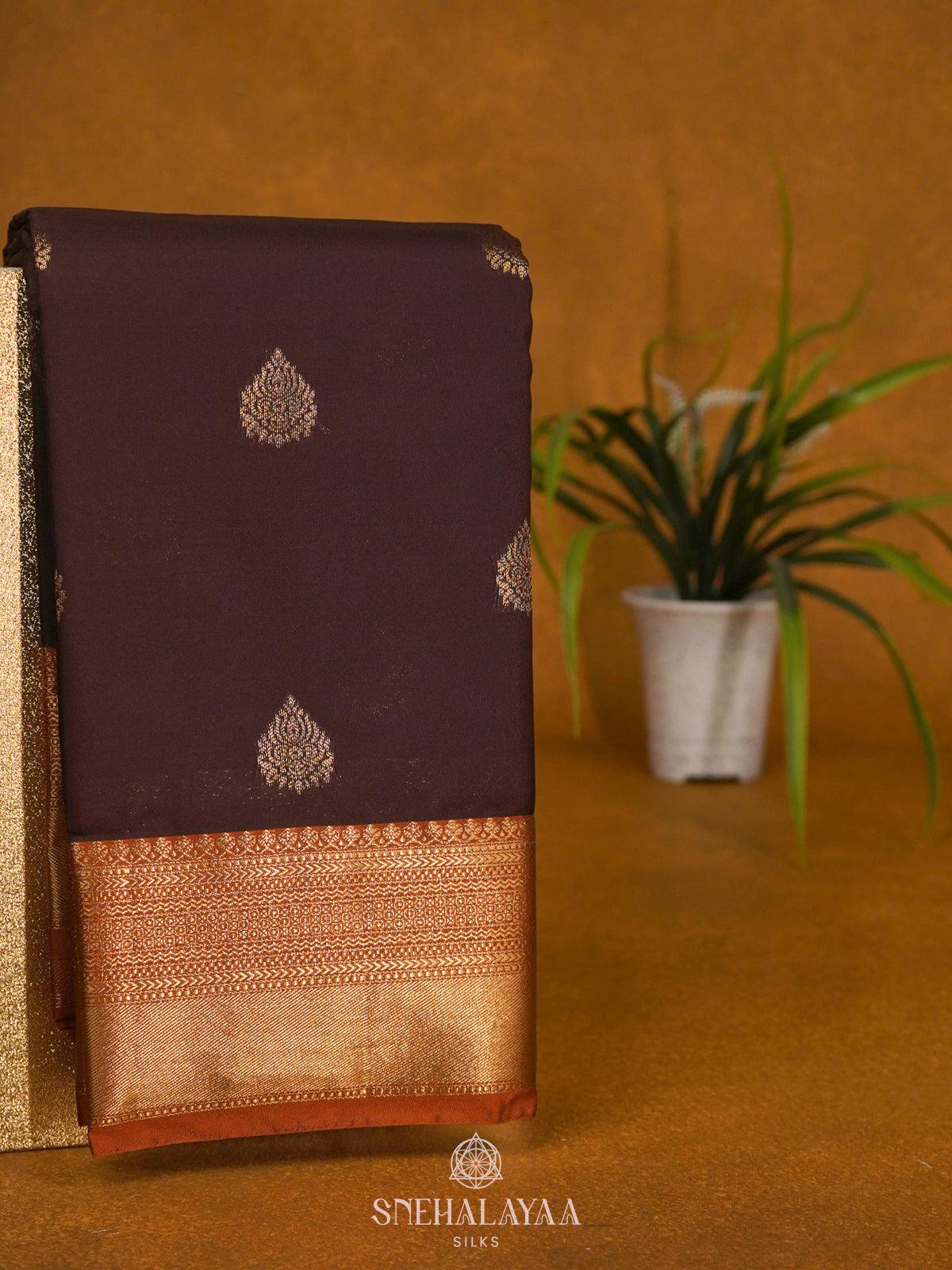 Brown Art Silk Saree