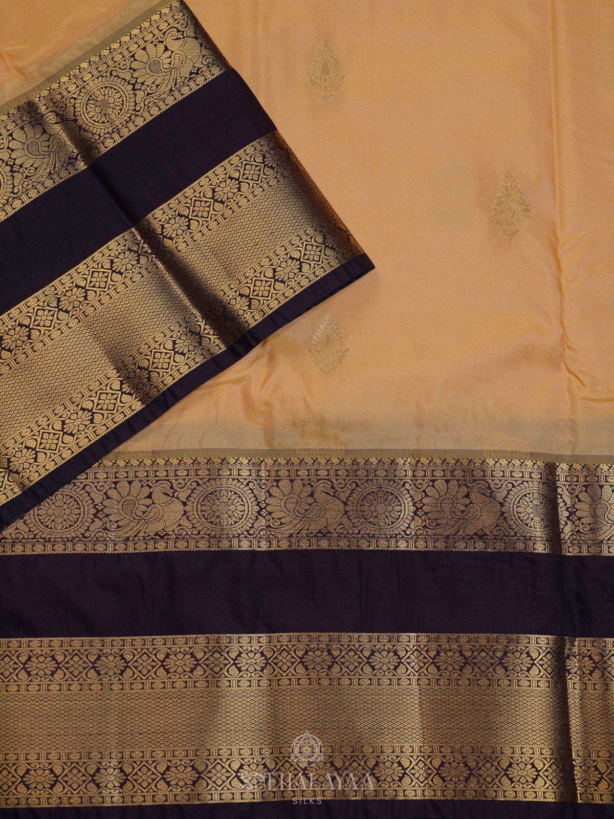 Cream Art Silk Saree
