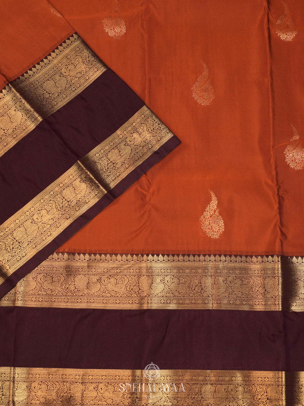 Burnt Orange Art Silk Saree
