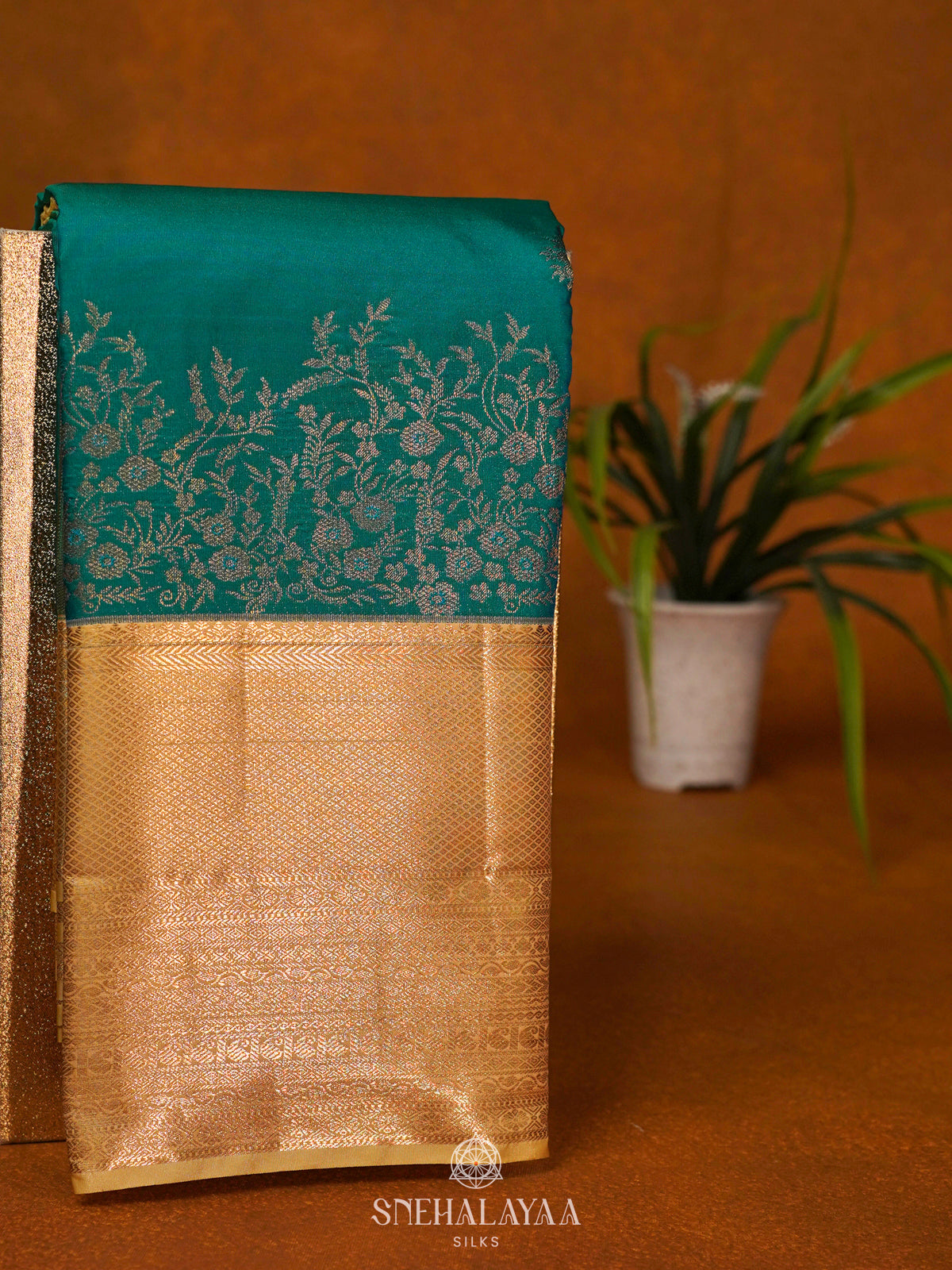 Teal Green Art Silk Saree