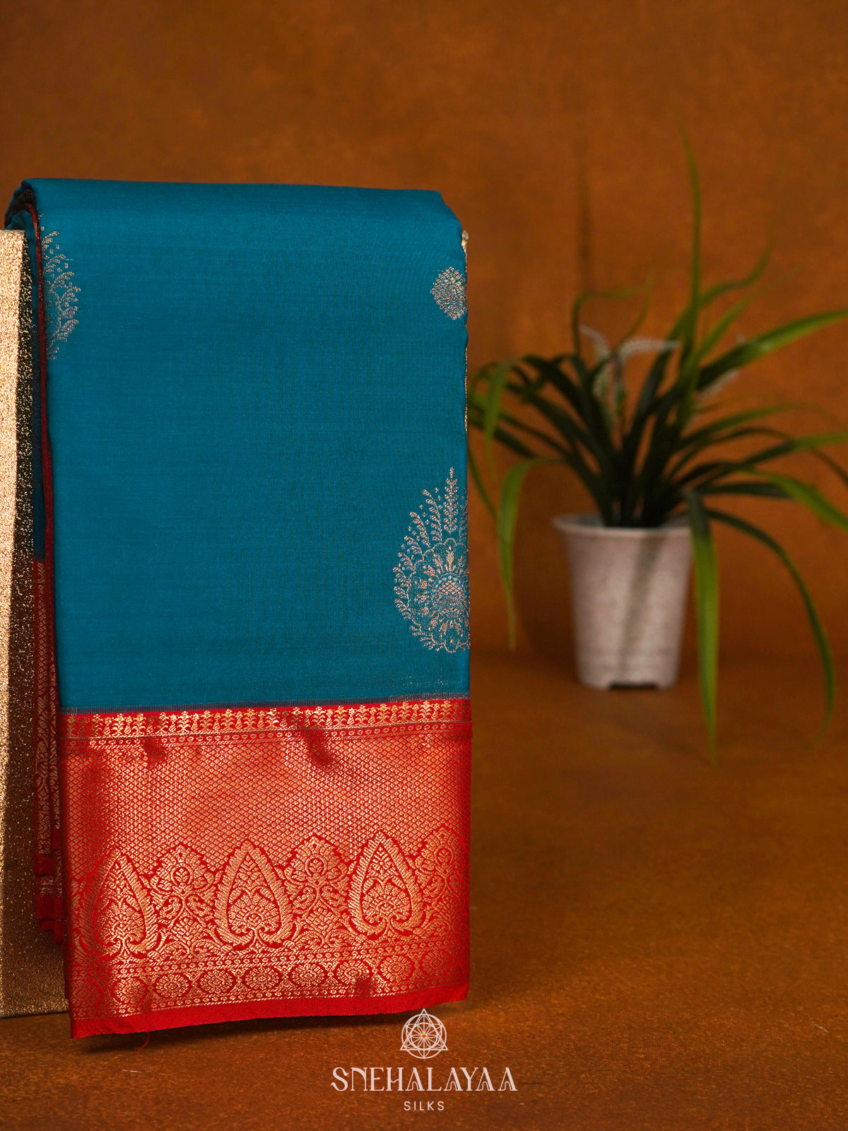 Peacock Blue Art Silk Saree