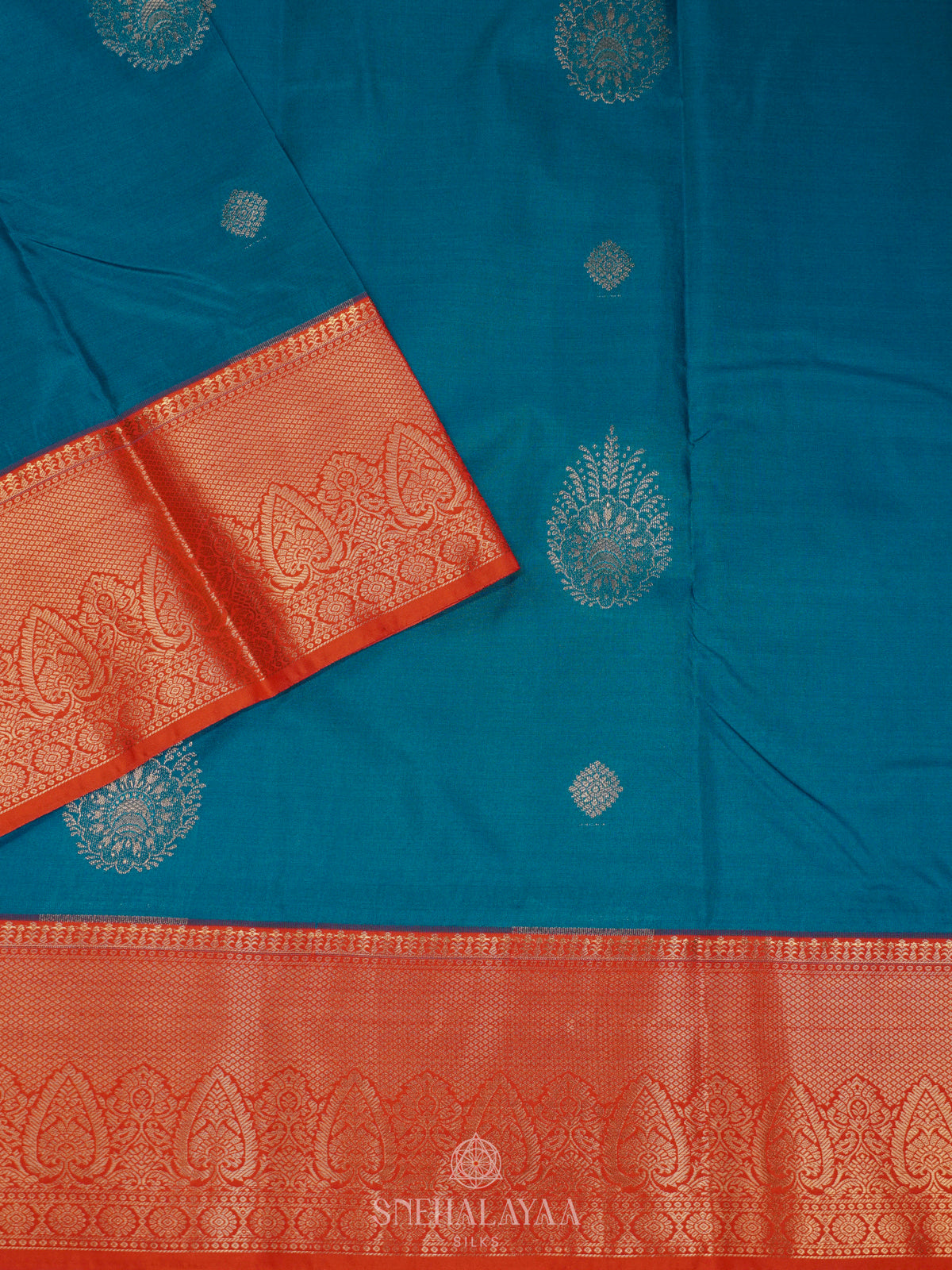 Peacock Blue Art Silk Saree