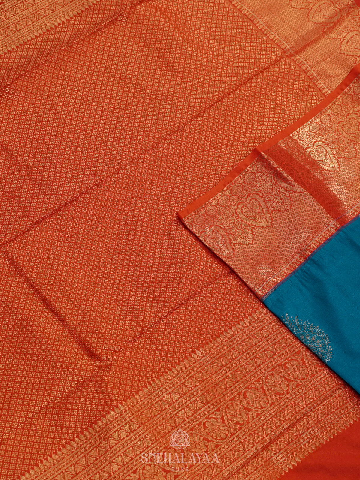 Peacock Blue Art Silk Saree