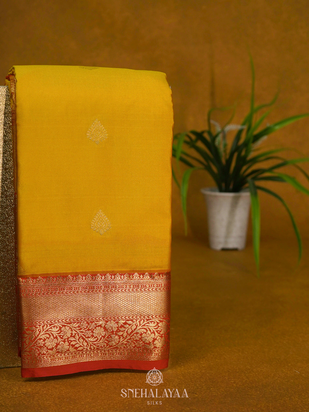 Mango Yellow Art Silk Saree