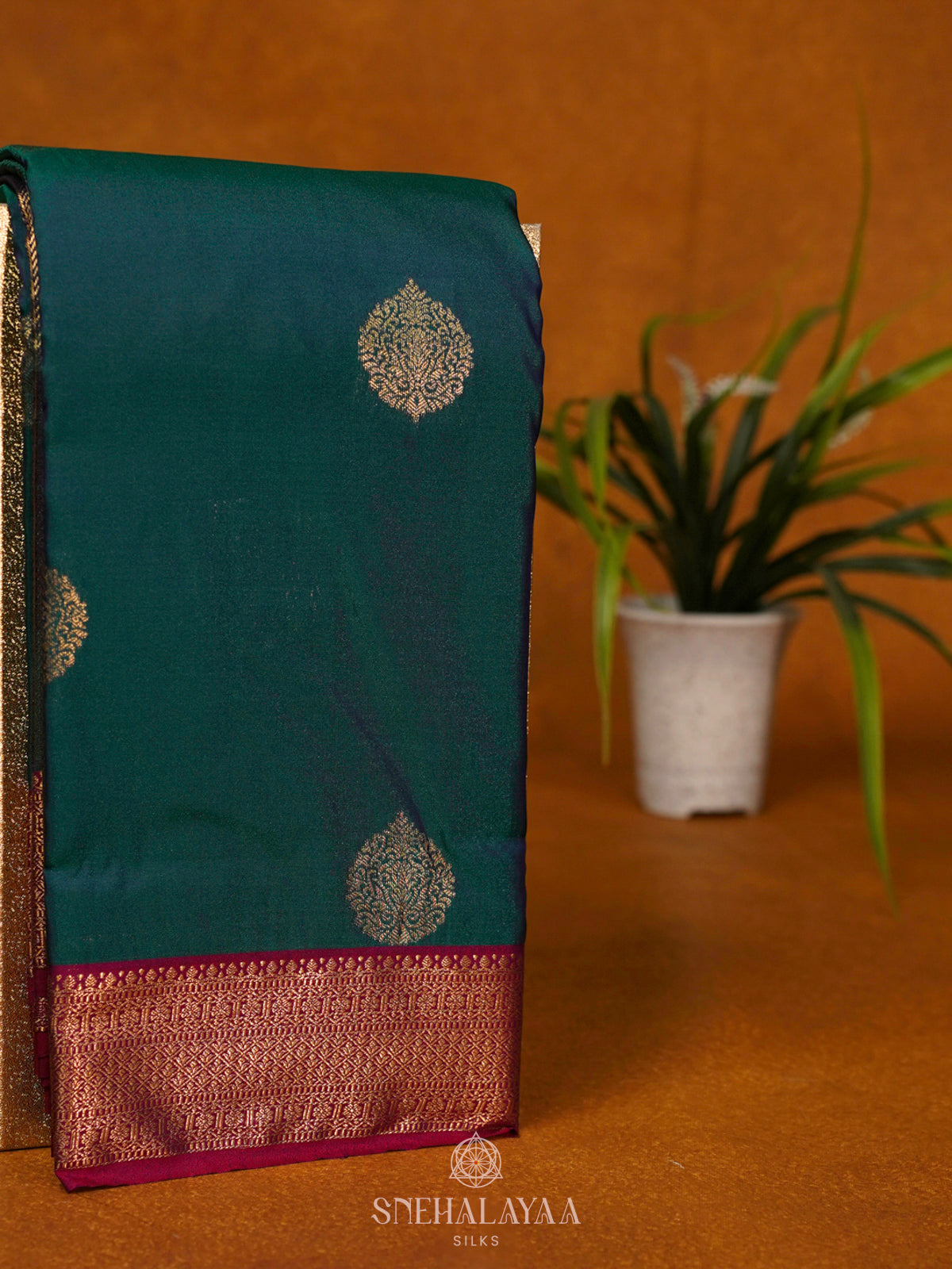 Peacock Blue Art Silk Saree