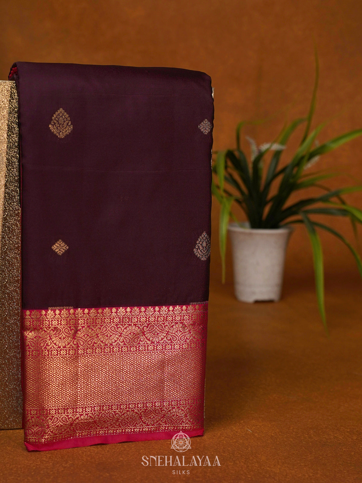 Burgundy Art Silk Saree