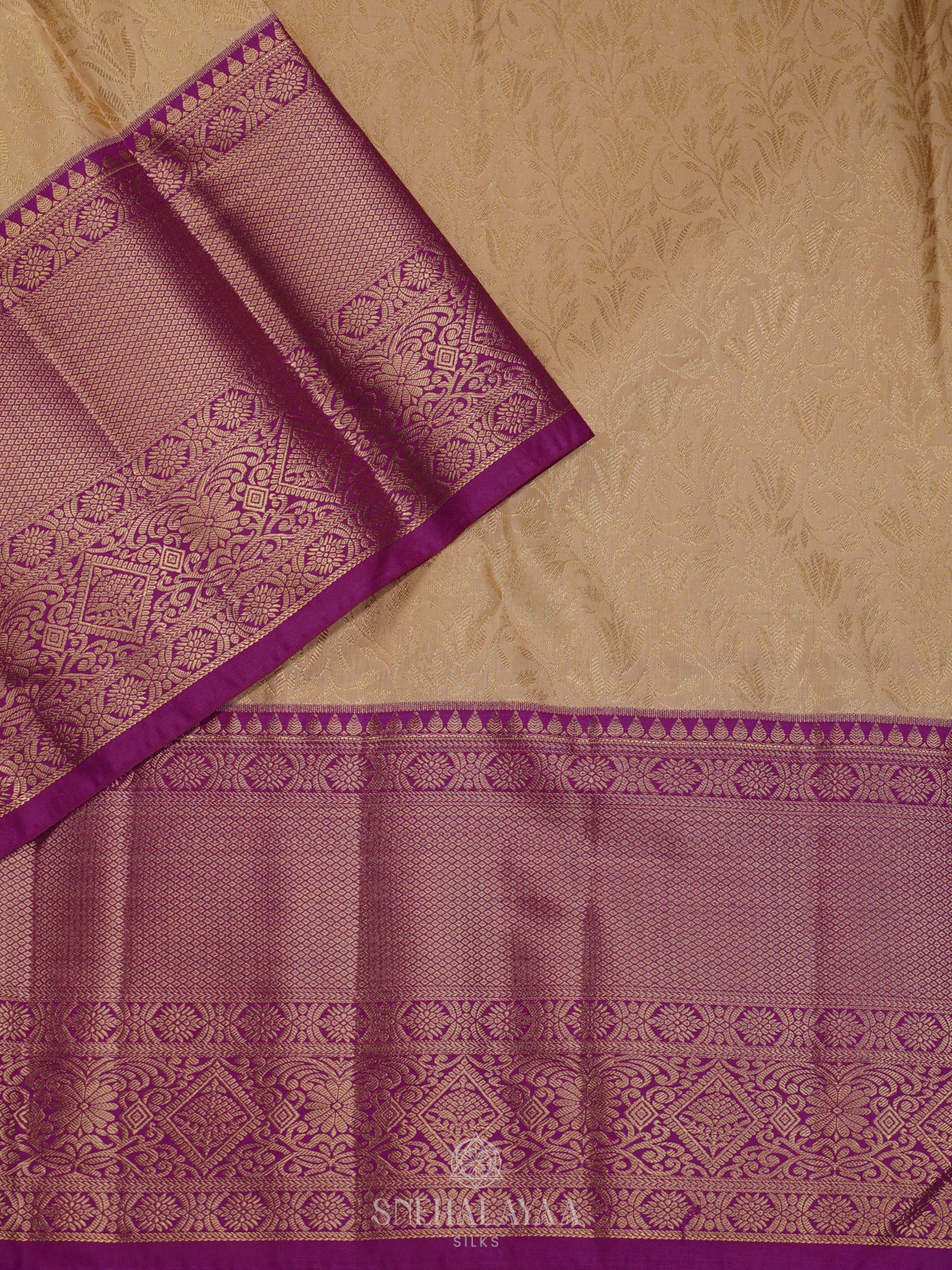 Cream Art Silk Saree