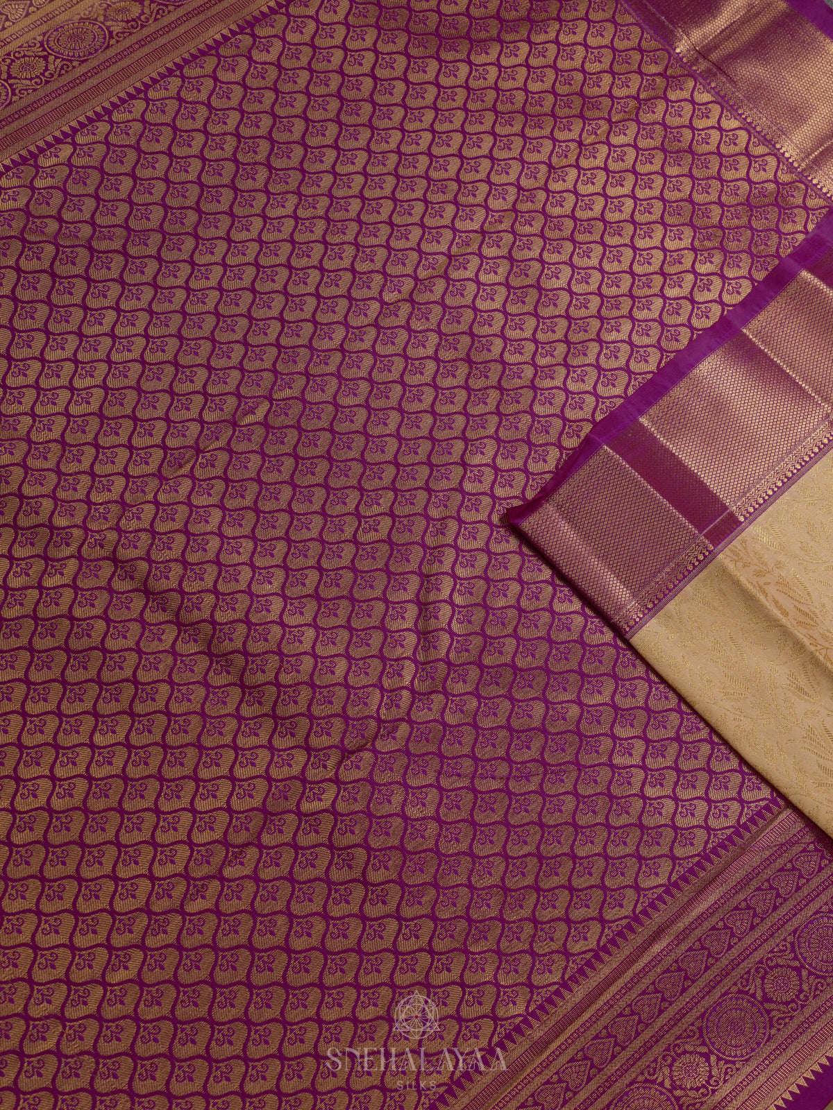 Cream Art Silk Saree