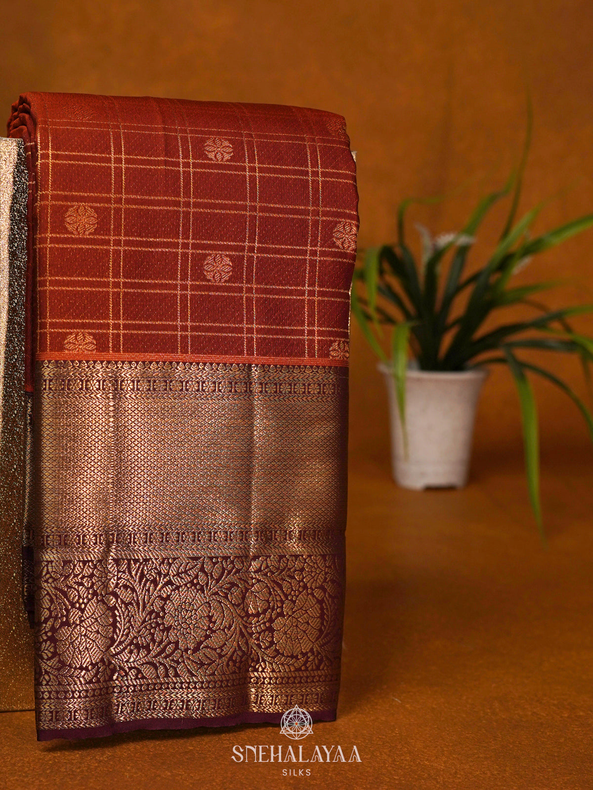 Brown Art Silk Saree