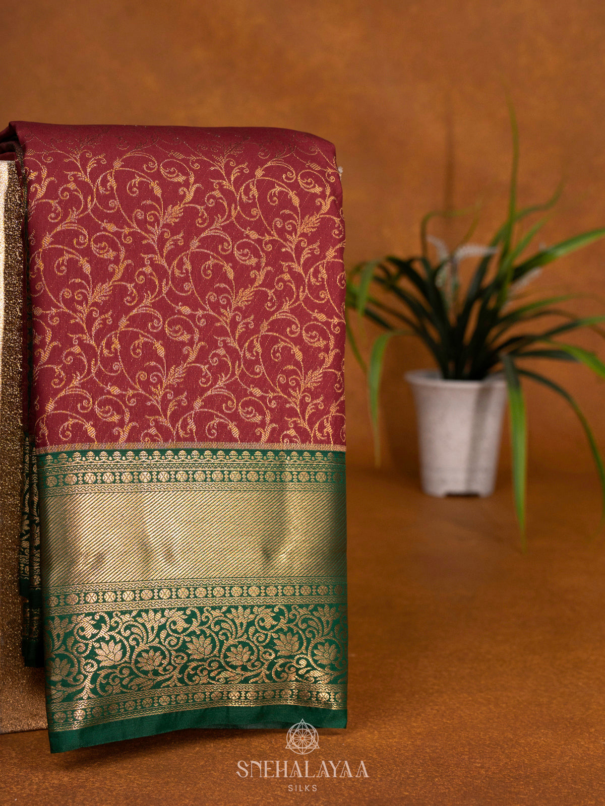 Maroon Art Silk Saree