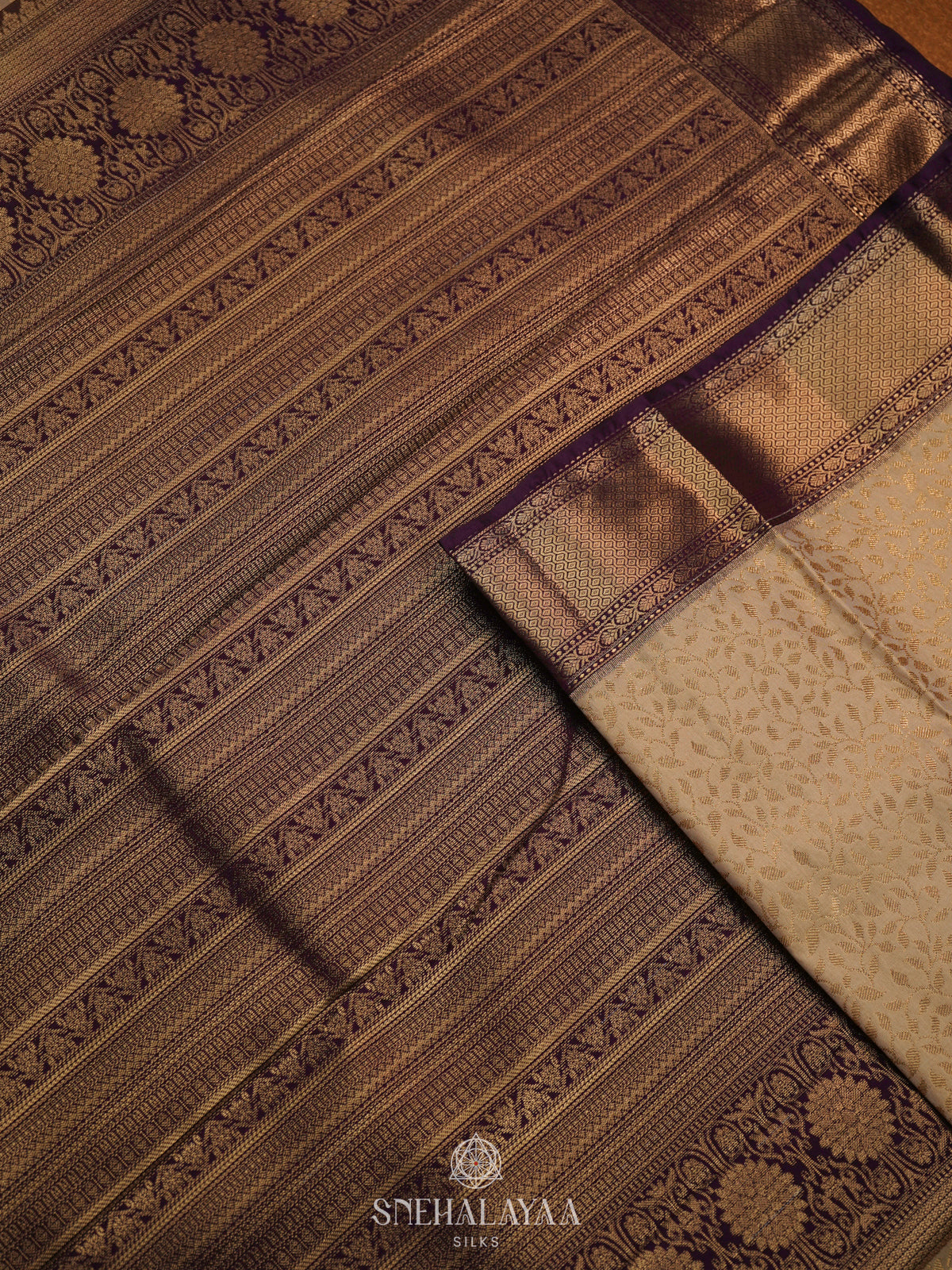 Cream Art Silk Saree