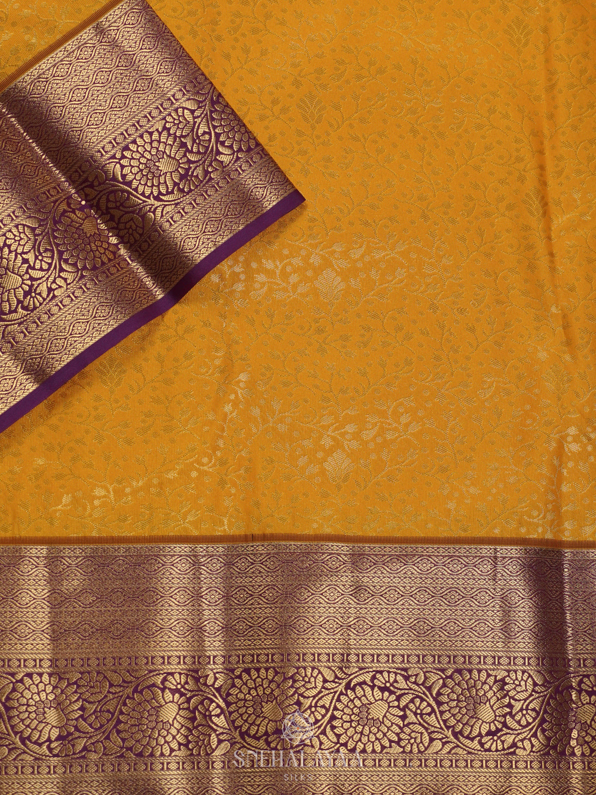 Mango Yellow Art Silk Saree