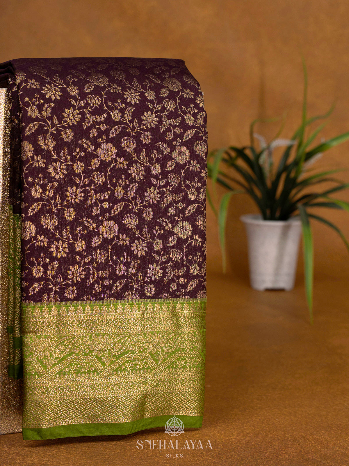Burgundy Art Silk Saree