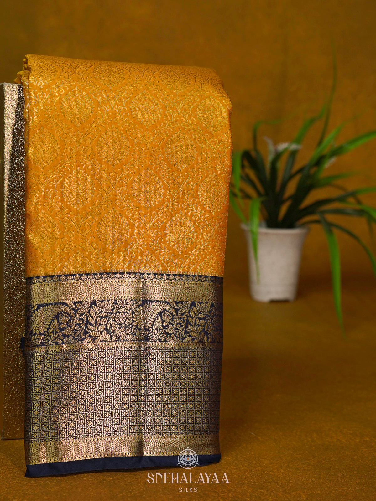 Mango Yellow Art Silk Saree