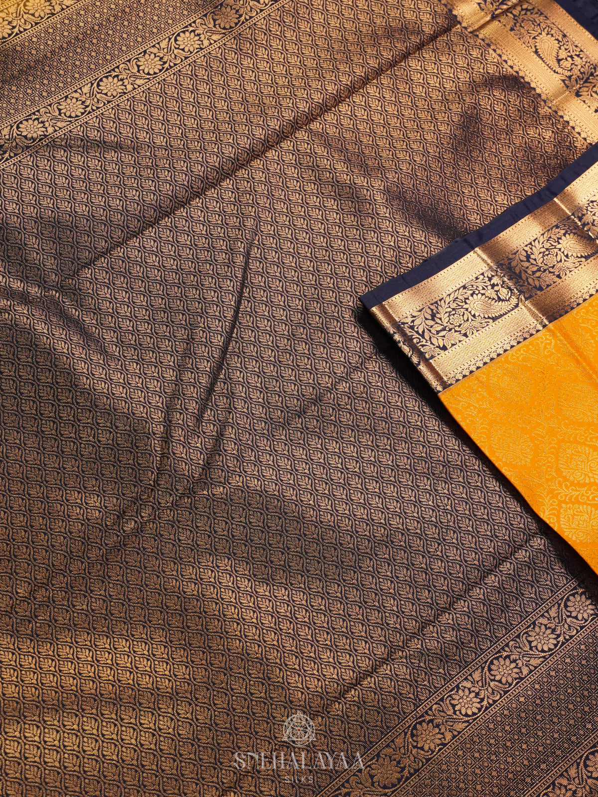 Mango Yellow Art Silk Saree