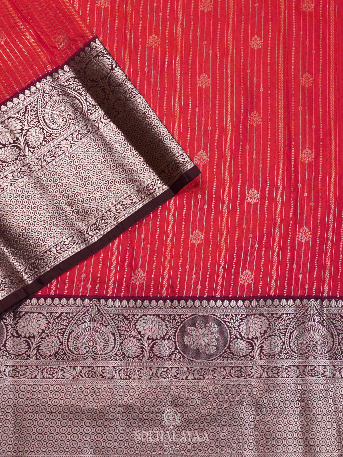 Ruby Red Art Silk Saree