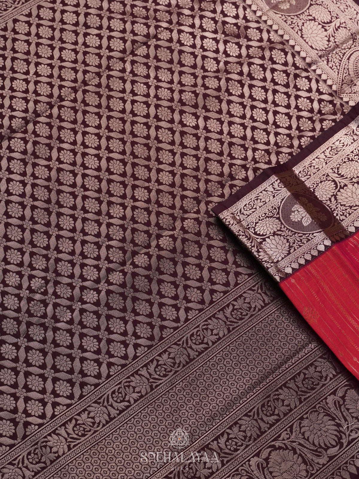 Ruby Red Art Silk Saree