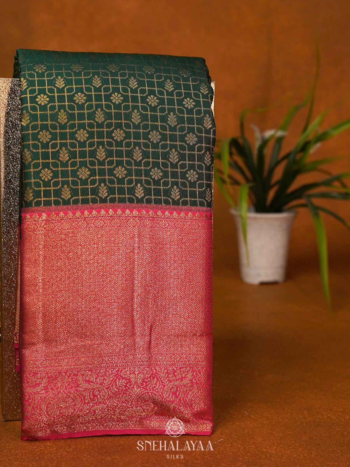 Forest Green Art Silk Saree