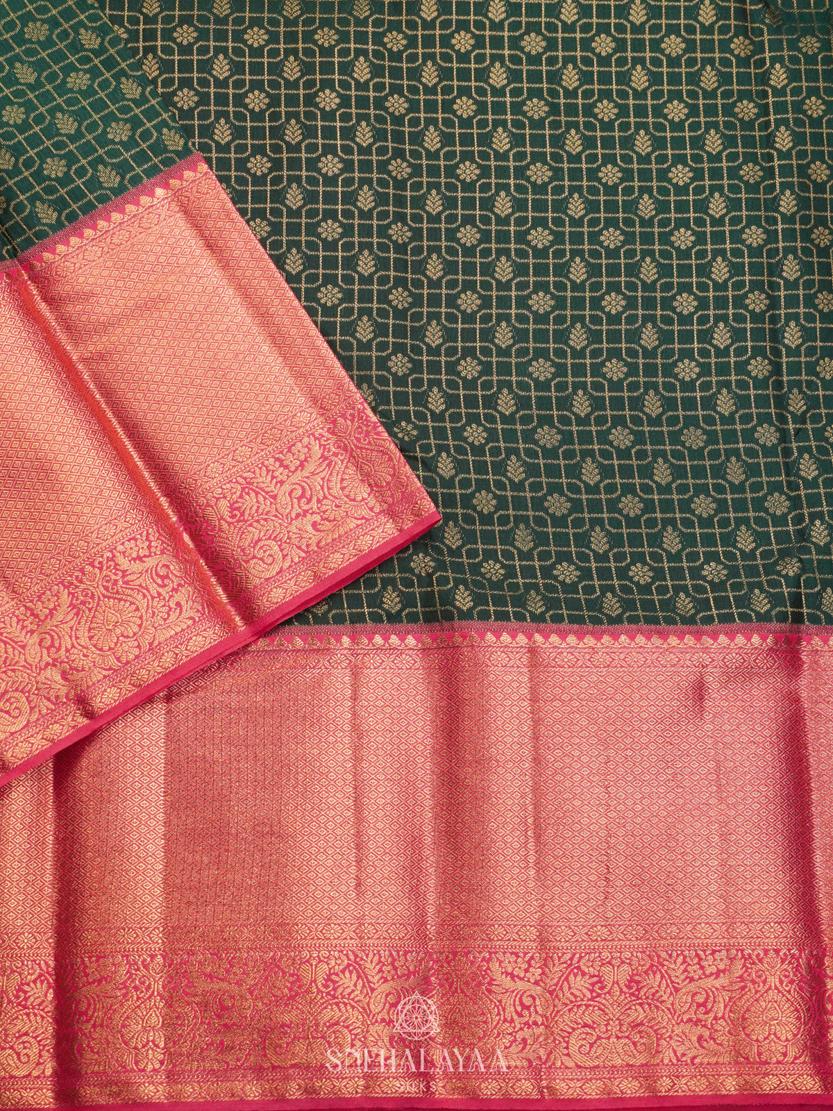 Forest Green Art Silk Saree