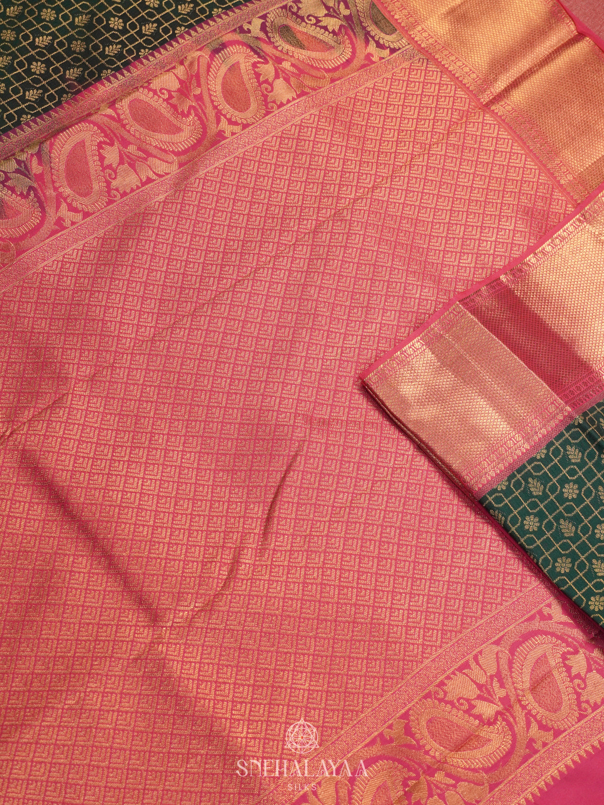 Forest Green Art Silk Saree