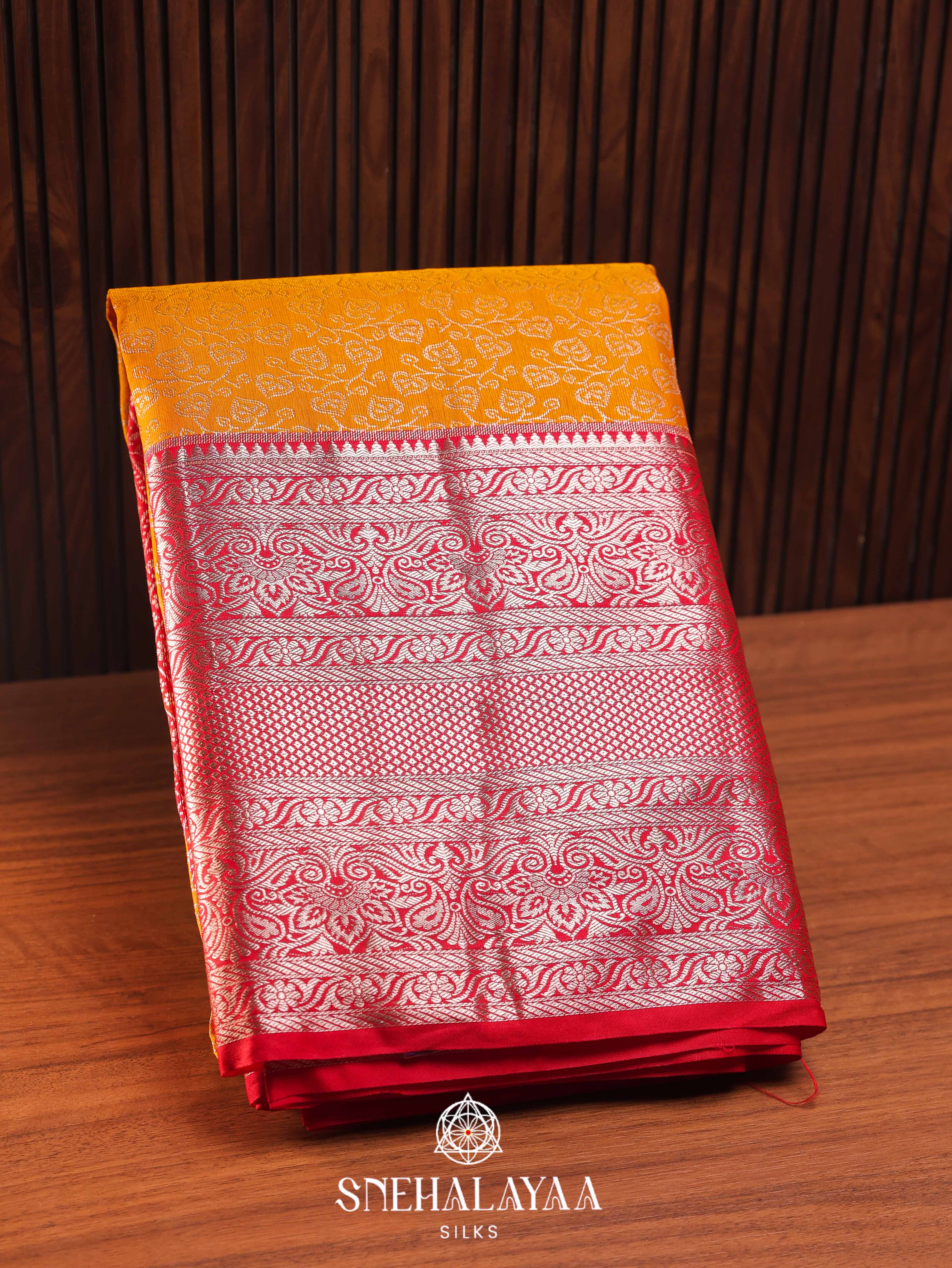 Mango Yellow Art Silk Saree